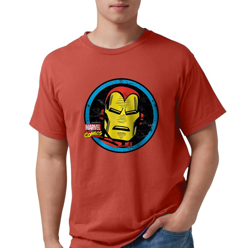 Marvel Iron Man Face Graphic T-Shirt for Men | Comfort Colors Short Sleeve Tee | Superhero Fan Apparel for Casual Wear & Comic Con Events