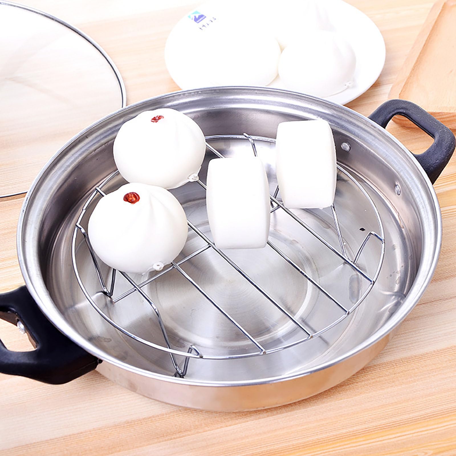 2-Pack 7-Inch Stainless Steel Steaming Racks - Food Grade Steamer Plates for Cooking, Cooling & Roasting - Perfect for Kitchen & Outdoor Use (18 cm) - Ideal for Dumplings, Vegetables & Seafood
