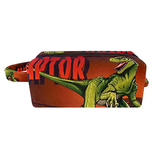 Dinosaur Makeup Bag Travel Cosmetic Organizer - Waterproof Zippered Toiletry Pouch with Handle for Women | Perfect for Travel, Gym, and Daily Essentials Storage