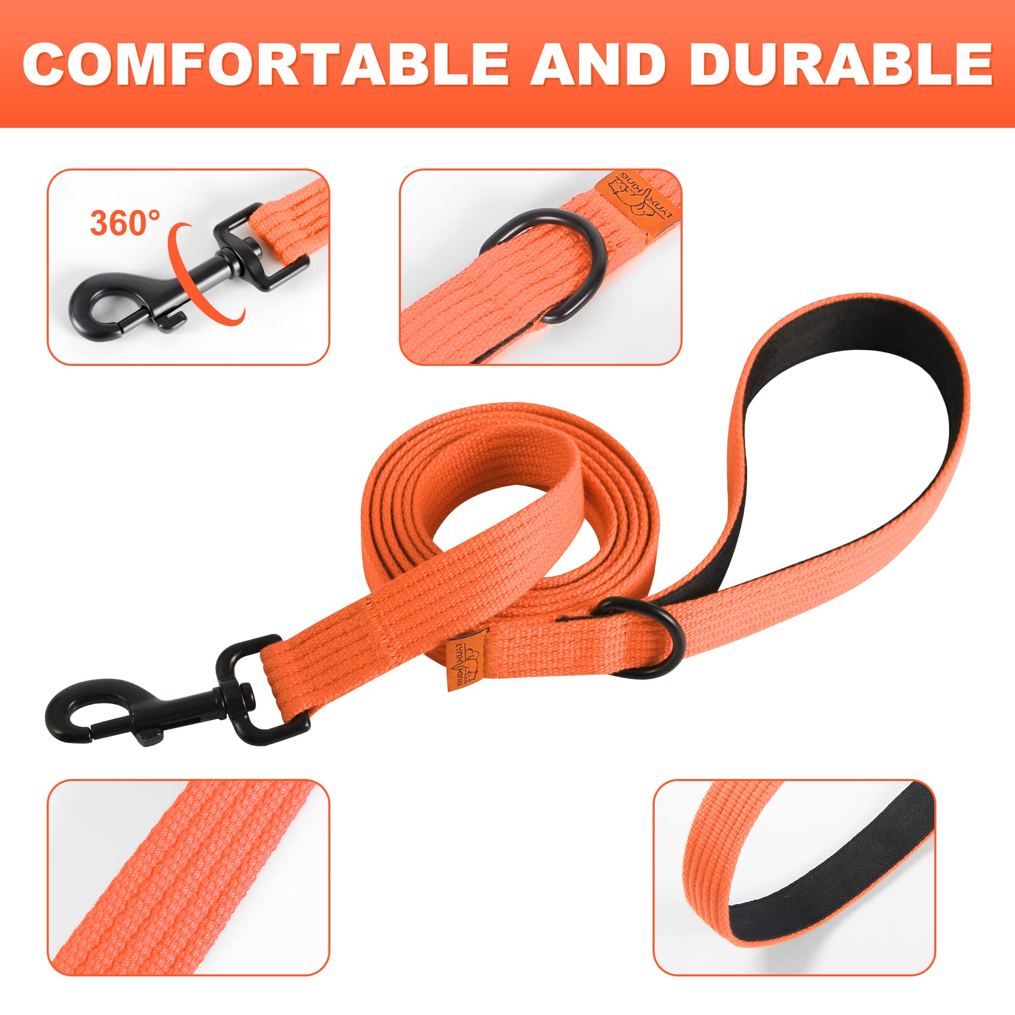 **LynxKing 2FT Heavy Duty Nylon Dog Leash for Large, Medium & Small Dogs - Durable Short Leash with D Ring for Walking, Training & Puppy Control - Perfect for Outdoor Adventures, Park Visits & Obedience Classes**