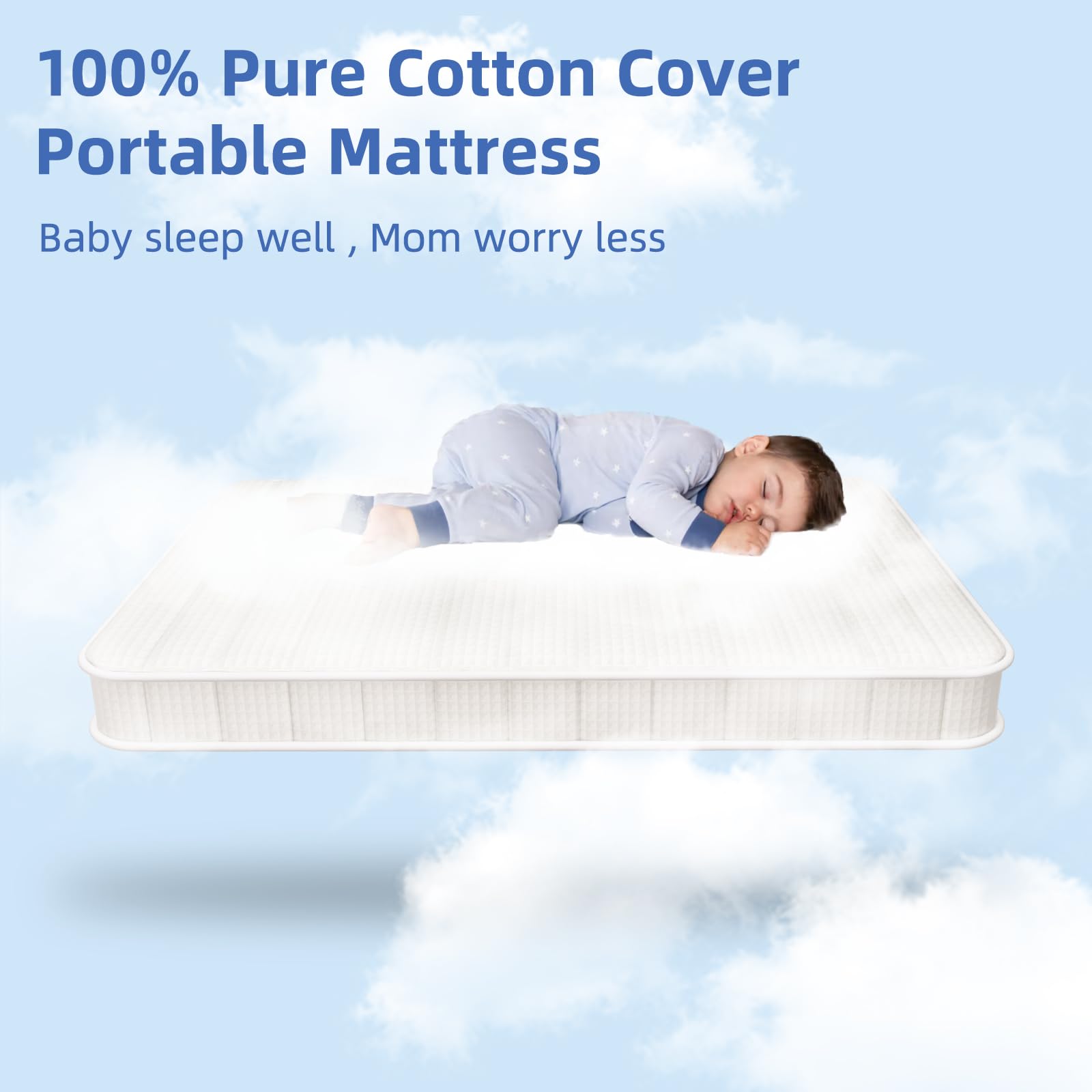 Pack and Play Mattress - Waterproof, Portable & Comfortable Baby Crib Mattress for Travel & Home Use | Perfect for Playpens, Bassinets & Daycare