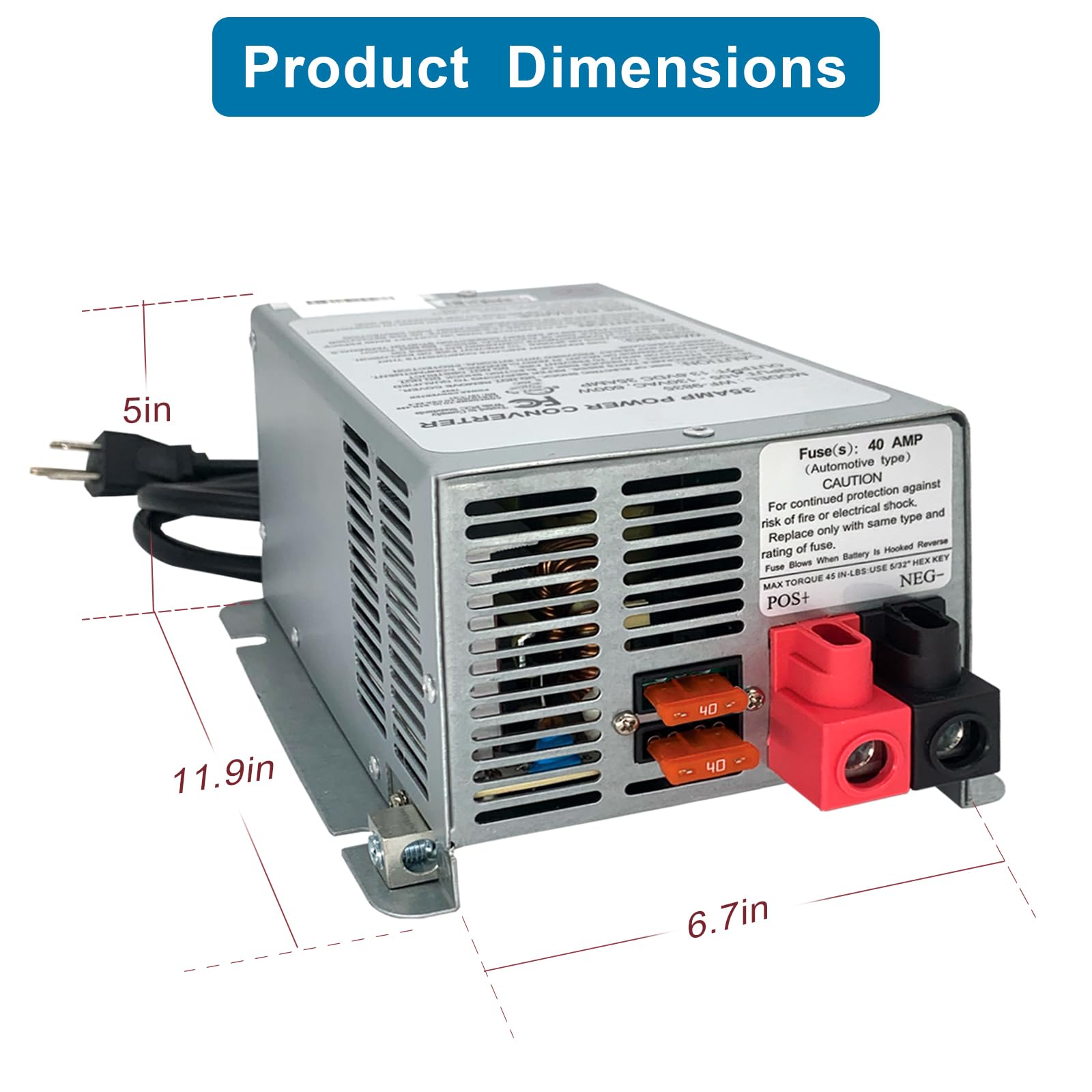 WF-9865 65 Amp RV Power Converter/Charger - Replacement for 9800 Series - 12V DC to 110V AC Power Supply for RV Trailers & Campers - Perfect for Off-Grid Living & Road Trips