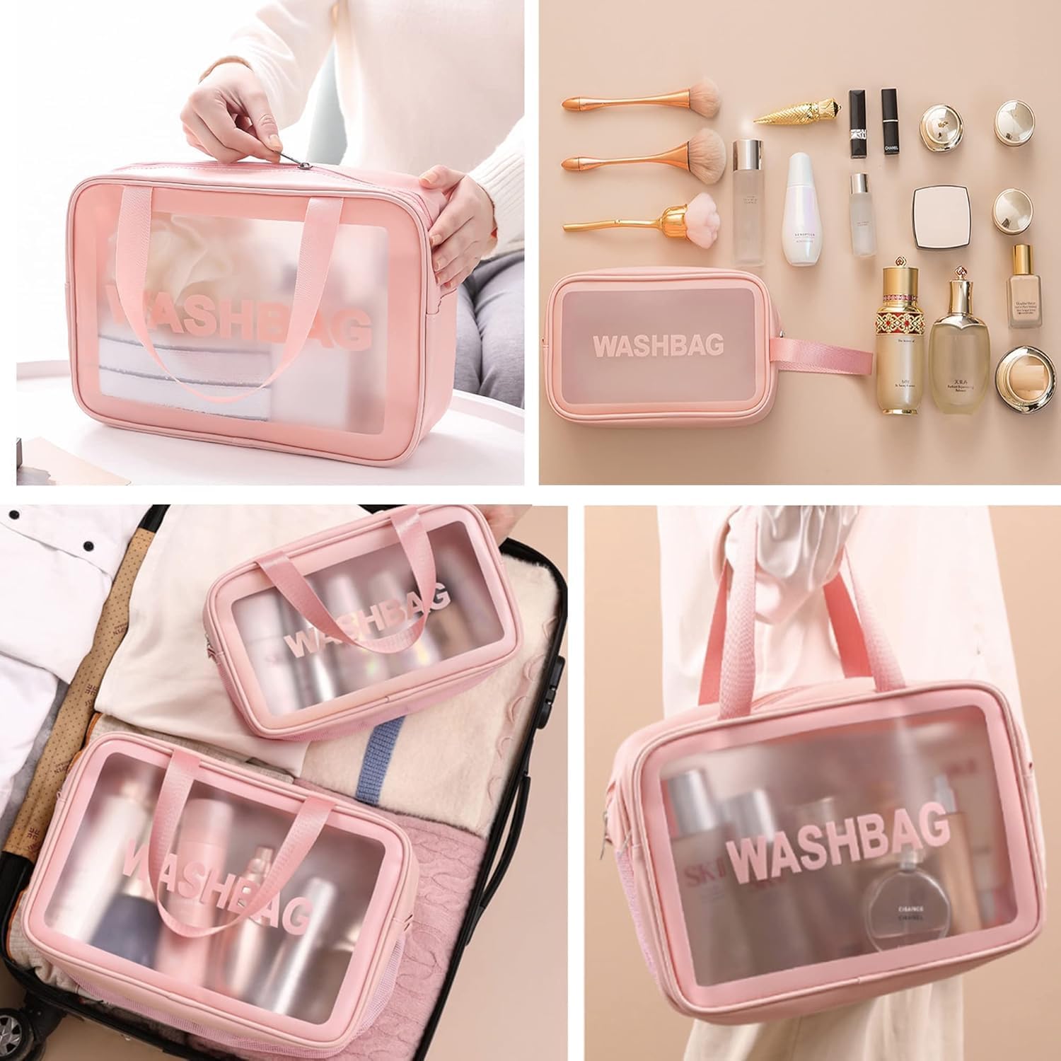 Atorakushon® Pink Fabric Cosmetic Organizer - Travel Toiletry Bag & Jewelry Pouch for Women & Men (1-Pack) | Perfect for Makeup Storage, Gym Essentials & Vacation Packing