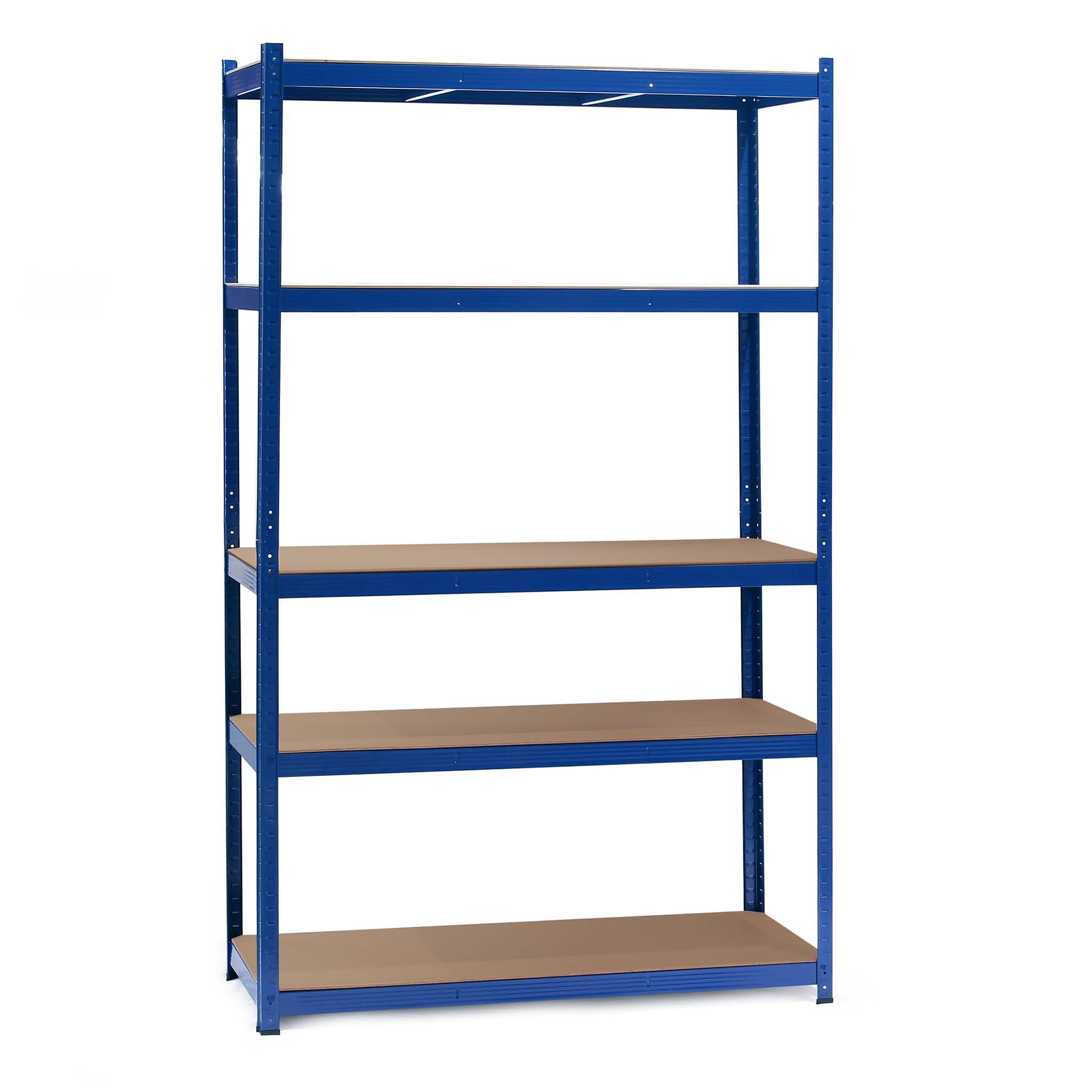 Wiltec Heavy Duty Boltless Shelving Unit 100x50x204cm - 5-Tier Industrial Storage Rack, 200kg Capacity per Shelf, Blue Metal Shelves for Garage, Workshop & Warehouse Organization