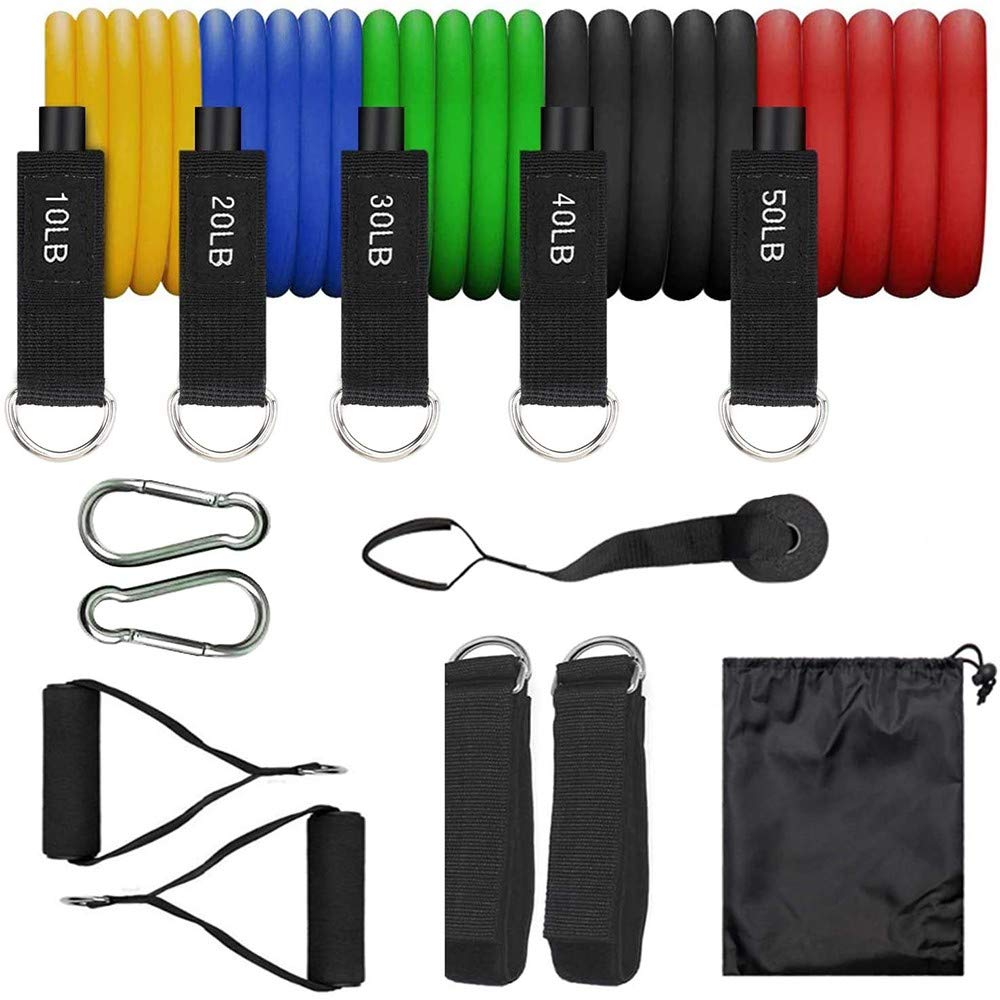 Premium 5-Piece Resistance Bands Set - Skin-Friendly Exercise Loop Bands with 5 Resistance Levels (10-50 lbs) - Includes Free Carrying Case - Perfect for Home Workouts, Yoga, Pilates & Physical Therapy - Strength Training & Muscle Recovery
