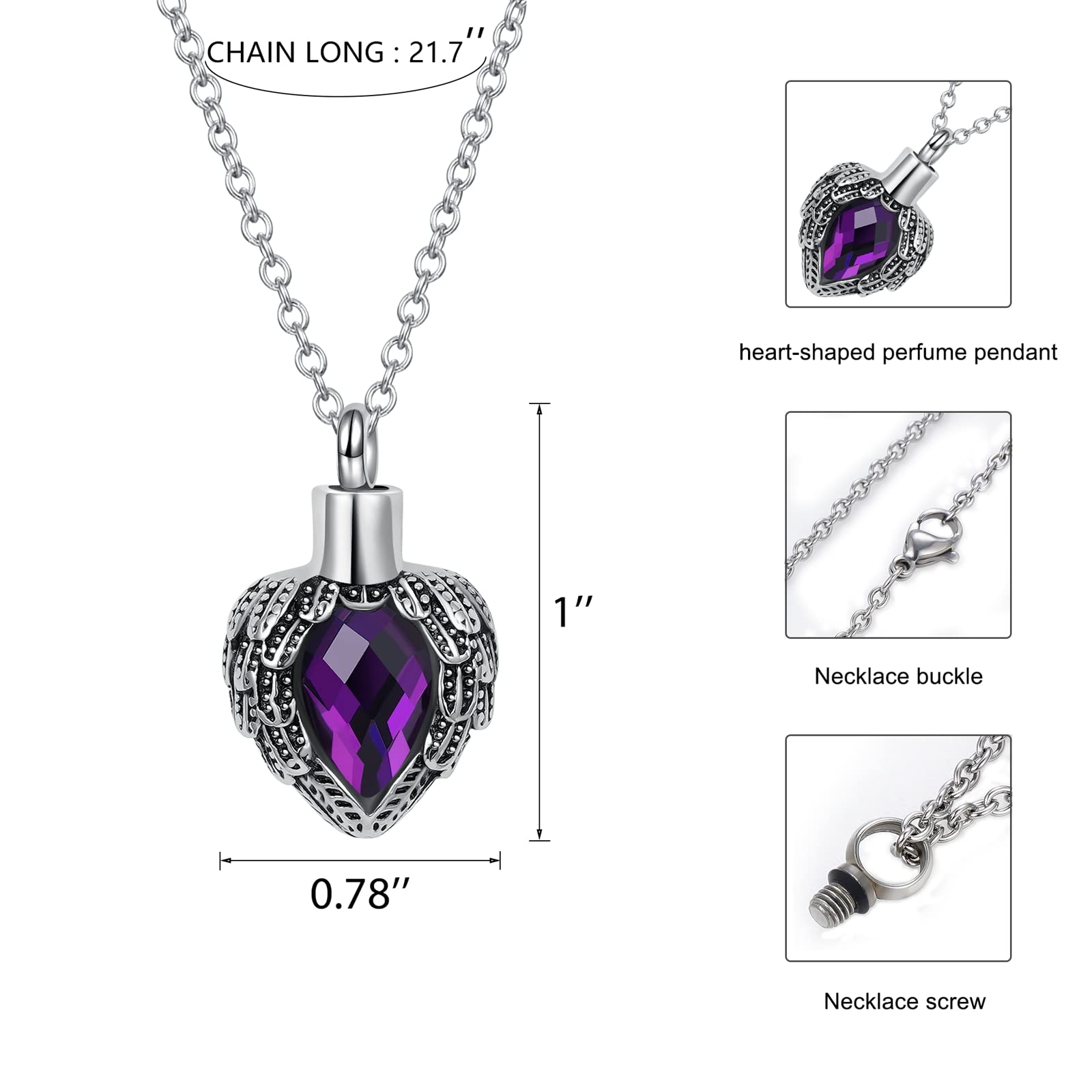 Elegant Heart Cremation Jewelry Ashes Pendant Necklace - Stainless Steel & Natural Crystal Keepsake for Loved Ones | Perfect Memorial Gift for Women on Christmas, Valentine's Day, Mother's Day, Anniversary & Birthday | Wear Close to Heart for Comfort & Remembrance