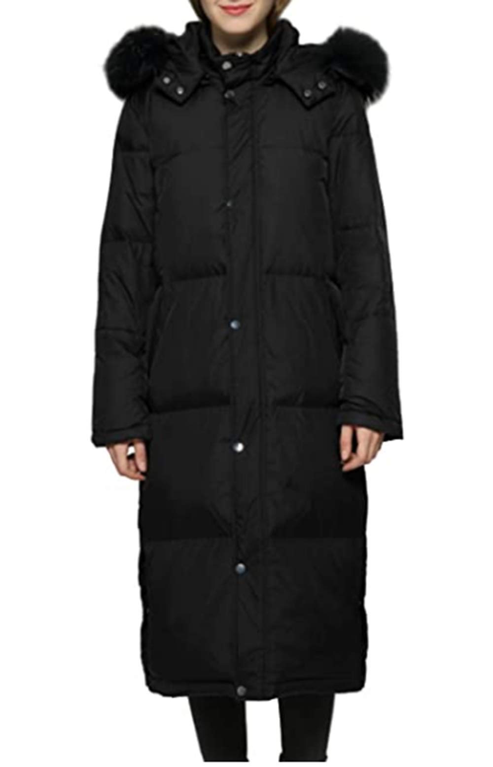 Women's Warm Down Coat with Raccoon Fur Collar - Winter Long Puffer Jacket for Cold Weather | Outdoor Activities & Daily Wear