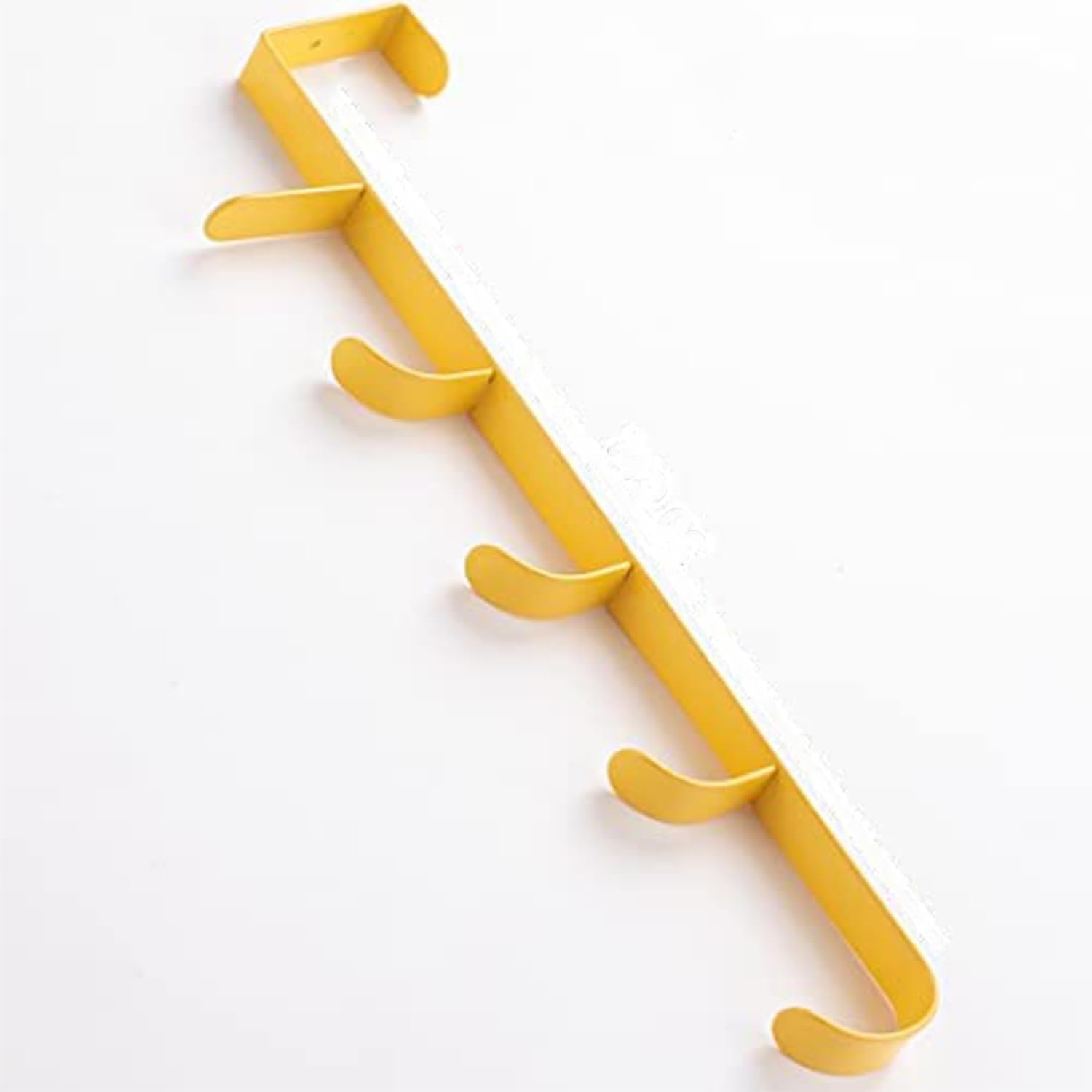 Kuber Industries 5-Tier Over The Door Hanger - Space Saving Clothes Organizer & Multipurpose Towel Rack with Durable Iron Spray Coating - Easy Install Interchangeable Hooks for Bathroom, Bedroom, Closet Organization (Yellow, Model ZT-3115) | Perfect for Small Spaces, Dorm Rooms & Apartment Storage Solutions