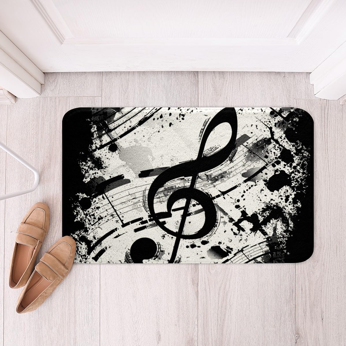 Manfei Musical Note Bath Rug - Ultra Soft Non-Slip Bathroom Floor Mat, Absorbent Plush Music Theme Carpet (16x24 Inches) - Perfect for Bathroom Decor, Kids' Playroom & Music Lover Gifts