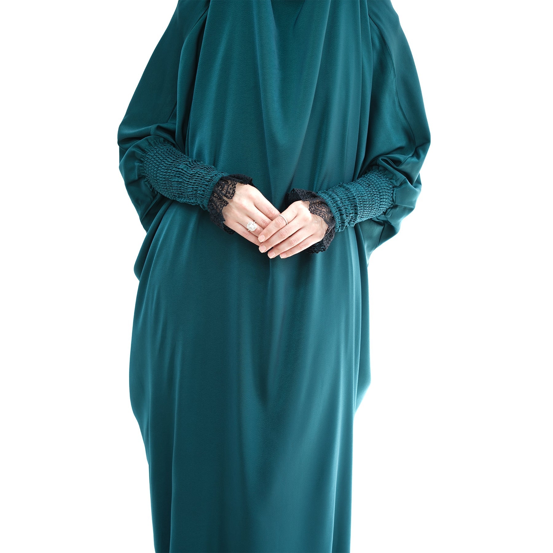 Marwa Satin Jilbab - Dark Emerald Green Hijab for Women | Modest Islamic Prayer Scarf | Perfect for Daily Wear, Mosque & Special Occasions
