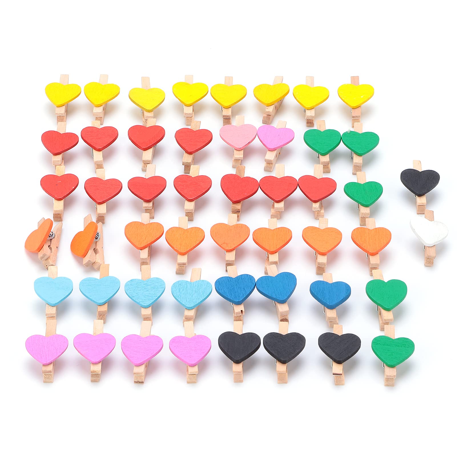 Agatige 100-Piece Heart Wooden Clothespins - Colorful Wooden Letter Clips for Hanging Photos, Artwork & Crafts - Perfect for DIY Projects, Wedding Decor, Scrapbooking & Home Organization