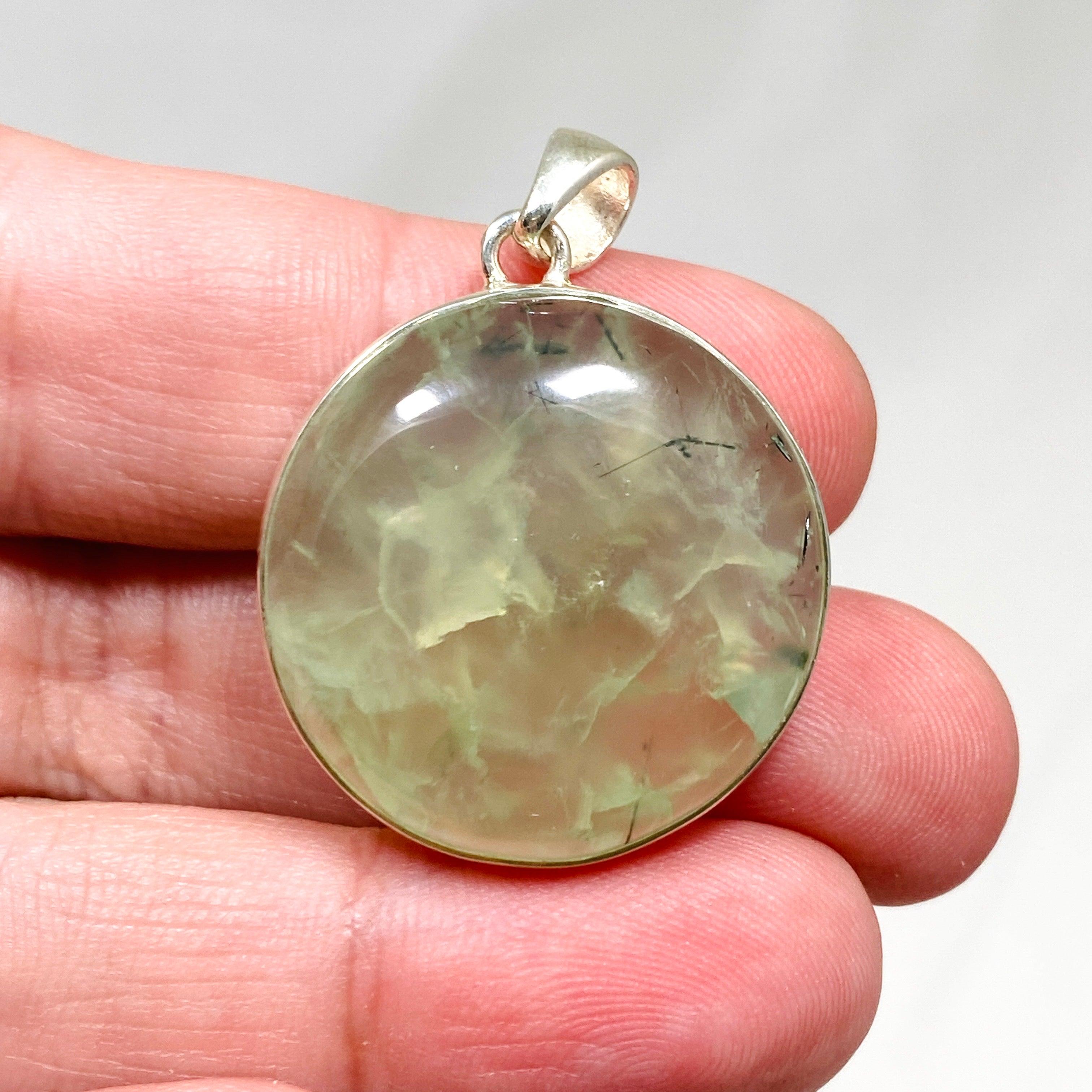 Natural Prehnite Round Pendant Necklace KPGJ4284 - Elegant Gemstone Jewelry for Women, Perfect for Daily Wear, Gifts & Special Occasions