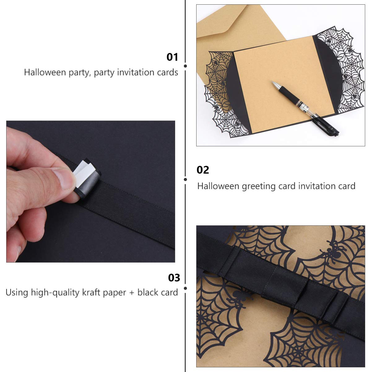 UKCOCO 10-Pack Halloween Spider Web Greeting Cards - Blank Invitations for Halloween Party, Birthday, Wedding (Includes Romantic Red Envelope) - Perfect for Spooky Celebrations, Themed Events & DIY Crafting