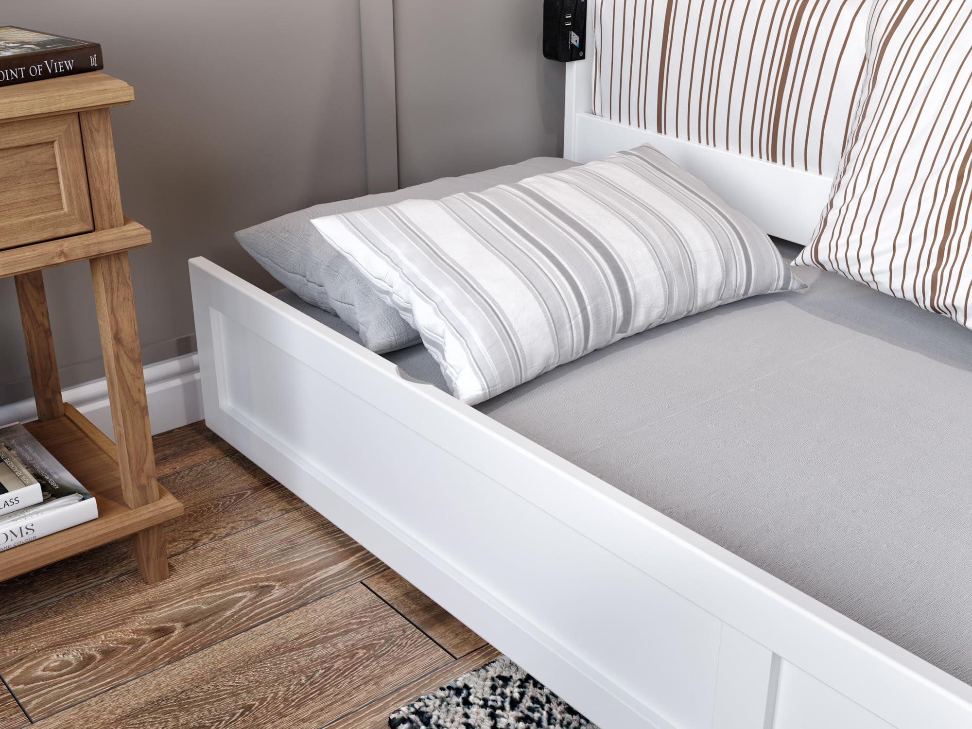 AFI White Twin Trundle Bed with Storage - Space-Saving Kids Bedroom Furniture for Small Rooms, Sleepovers & Guest Rooms