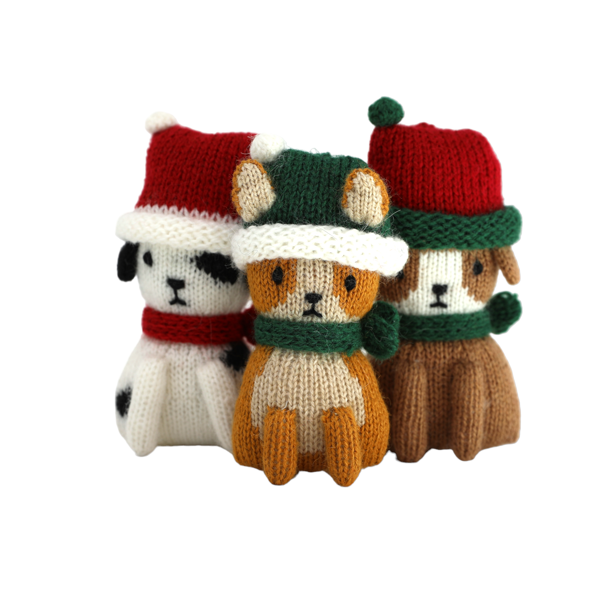 Christmas Puppy Ornaments - Set of 3 Handmade Ceramic Dog Decorations for Holiday Tree, Gift & Home Decor (Perfect for Christmas Gifts, Pet Lovers & Festive Decor)
