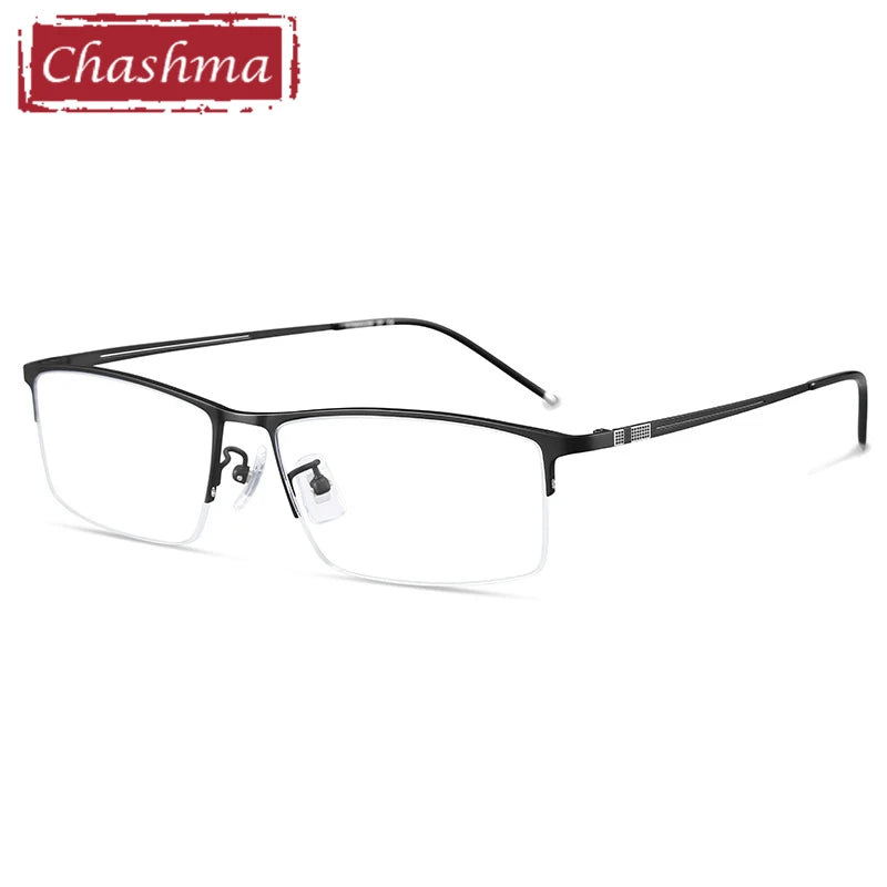 Titanium Square Semi-Rimless Eyeglasses for Men - Lightweight & Durable Frame - Perfect for Reading, Work, and Everyday Use