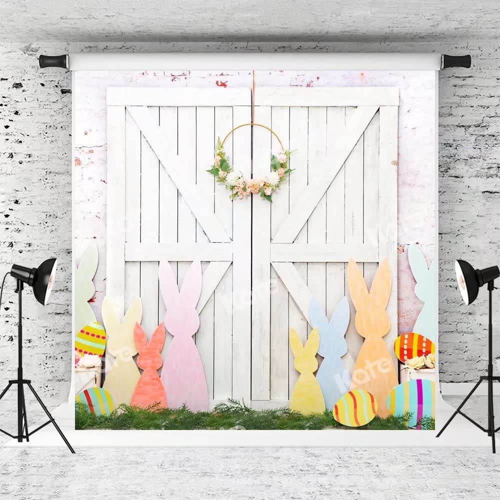 8x8ft Easter Spring Photography Backdrop - Bunny Eggs Brick Wall Design for Home Party Decor, Newborn Photo Background, Fabric Banner Props | Perfect for Easter Celebrations, Baby Showers & Spring Photo Shoots