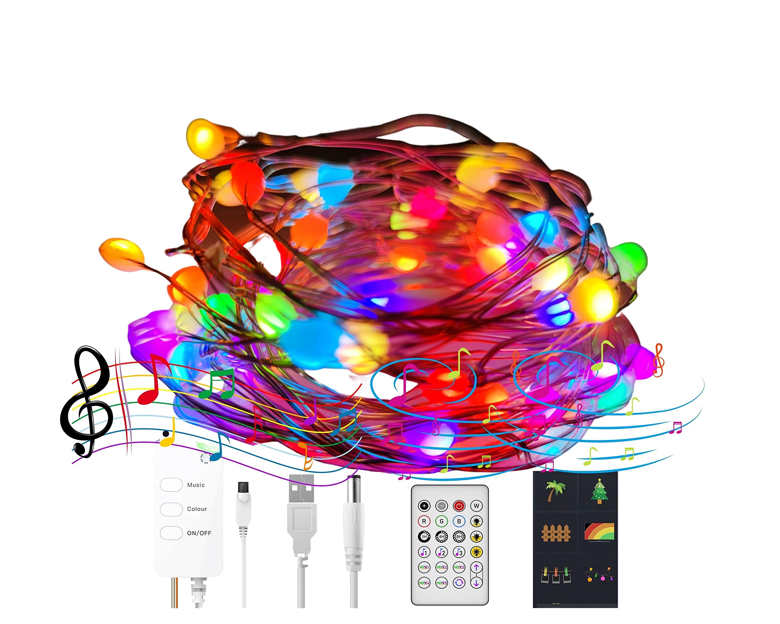 KAVA Smart Fairy Lights - 16.4ft 50 LED Color Changing String Lights with Remote & App Control, USB Powered RGBW Dimmable LED for Indoor Decoration, Party, Wedding, Bedroom - Music Sync & Scene Modes
