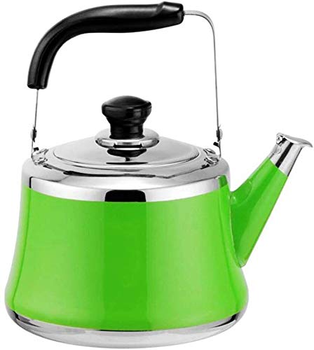 Stainless Steel Tea Kettle for Stove Top - 6L Whistling Tea Pot with Automatic Whistle, Induction & Gas Compatible (Green) - Perfect for Home, Office & Outdoor Tea Brewing