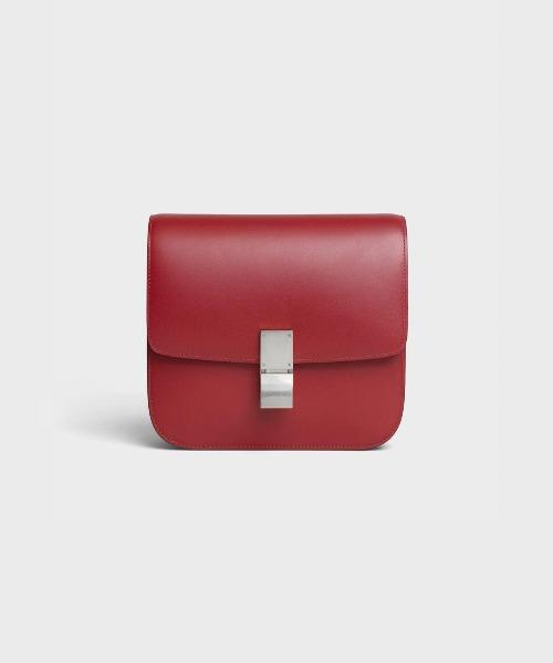 Celine Medium Classic Handbag in Box Calfskin Leather - Red with Silver Hardware | Luxury Crossbody Bag for Women, Perfect for Work, Travel & Evening Events