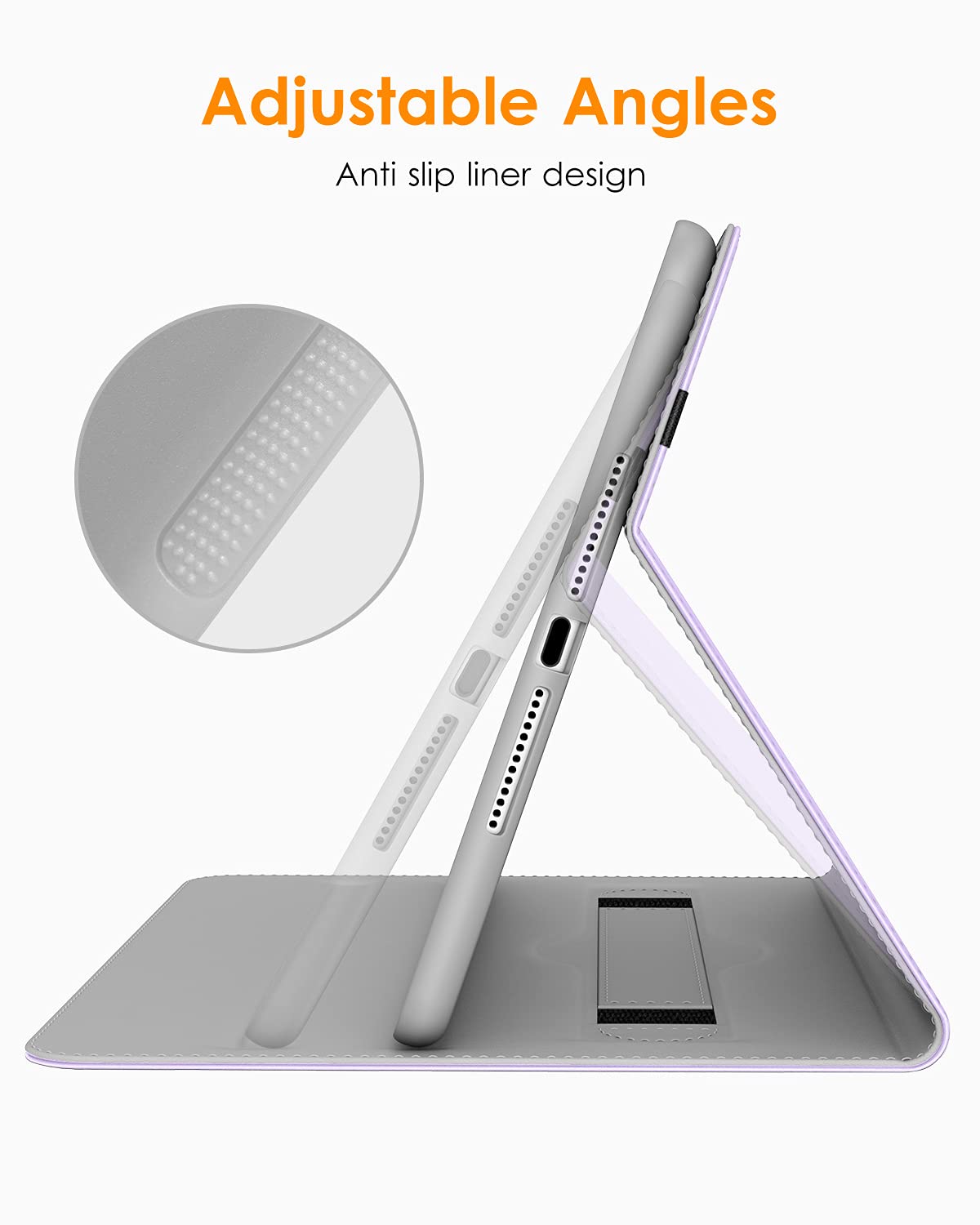 Premium Leather Folio Stand Cover Case for iPad 9.7 Inch (5th/6th Gen 2018/2017 & iPad Pro 9.7/Air 2/Air) with Apple Pencil Holder - Lavender | Slim Protective iPad Case for Work, School & Travel