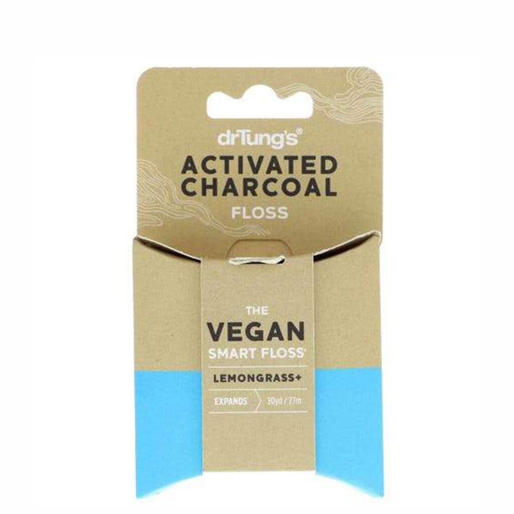 Dr. Tung's Smart Vegan Dental Floss with Activated Charcoal & Lemongrass - Natural Teeth Cleaning for Fresh Breath & Healthy Gums - Perfect for Travel, Home & Office Use