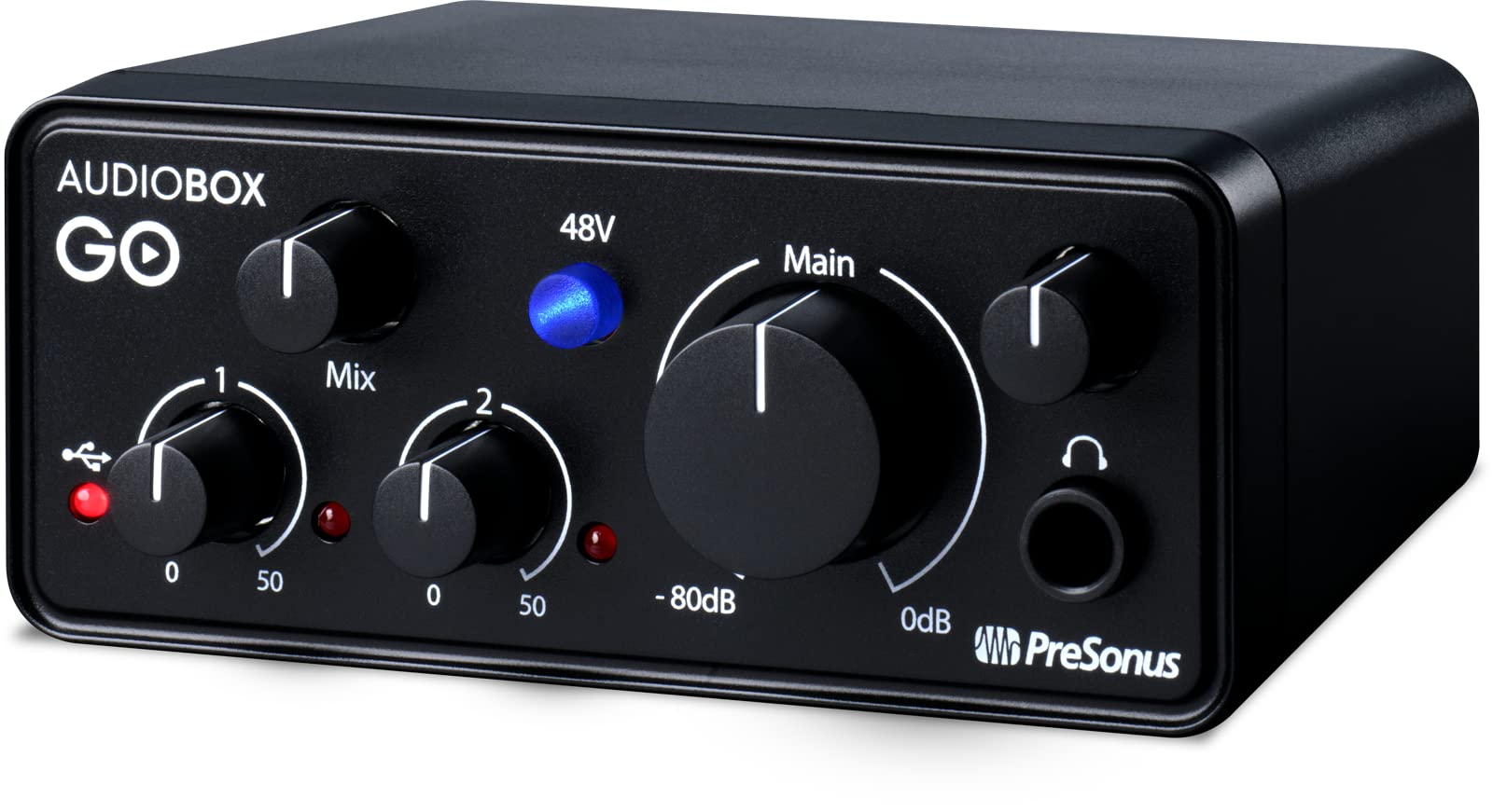 PreSonus AudioBox GO USB-C Audio Interface for Music Recording & Production - Includes Studio One Prime DAW Software, Virtual Instruments & LyxPro Condenser Mic - Perfect for Home Studios, Podcasting & Live Streaming
