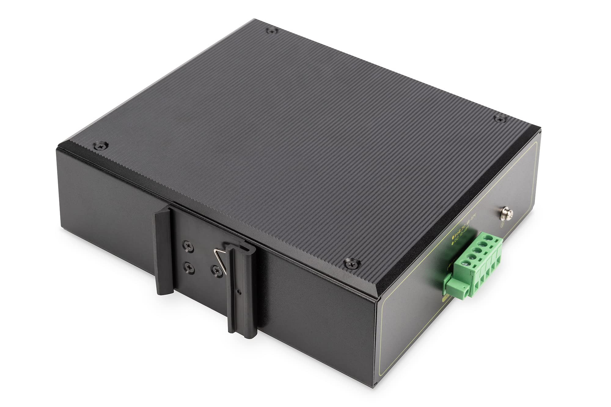 Digitus 4-Port PoE+ & 2-Port SFP Industrial Gigabit Ethernet Switch with 802.3at, DIN Rail Mount - Ideal for Factory Automation, Security Cameras & Harsh Environments