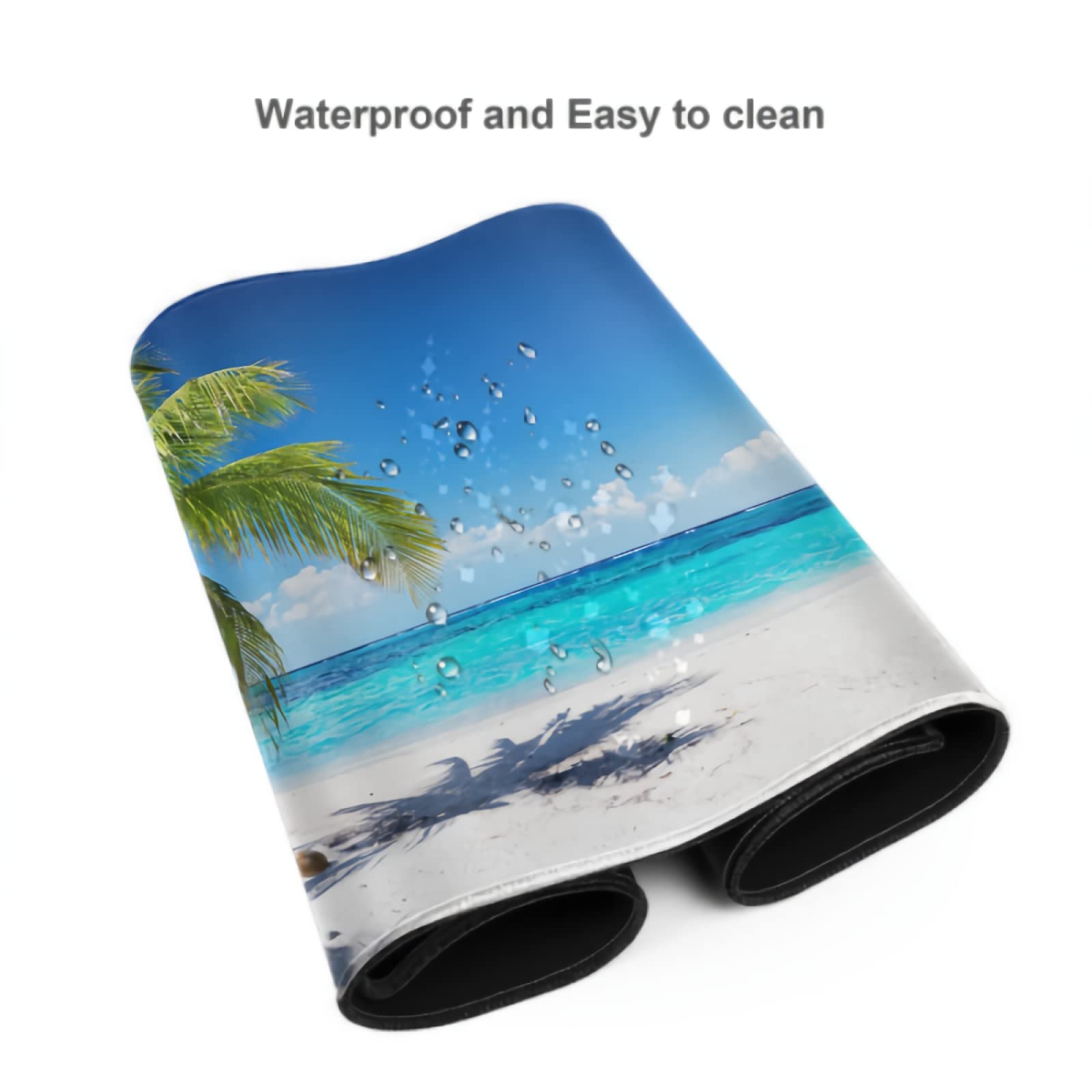 Extra Large 35.5'' x 16'' Beach Palm Trees Gaming Mouse Pad - Waterproof XXL Desk Mat with Non-Slip Rubber Base & Stitched Edges for PC, Laptop, Office & Home Workspace - Perfect for Gamers, Programmers & Graphic Designers
