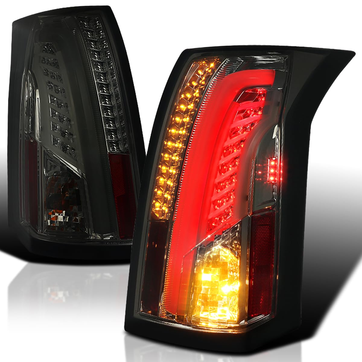 Spec-D Tuning Smoke LED Tail Lights for 2003-2007 Cadillac CTS - Left & Right Pair Assembly - Enhanced Visibility & Style for Night Driving & Car Shows