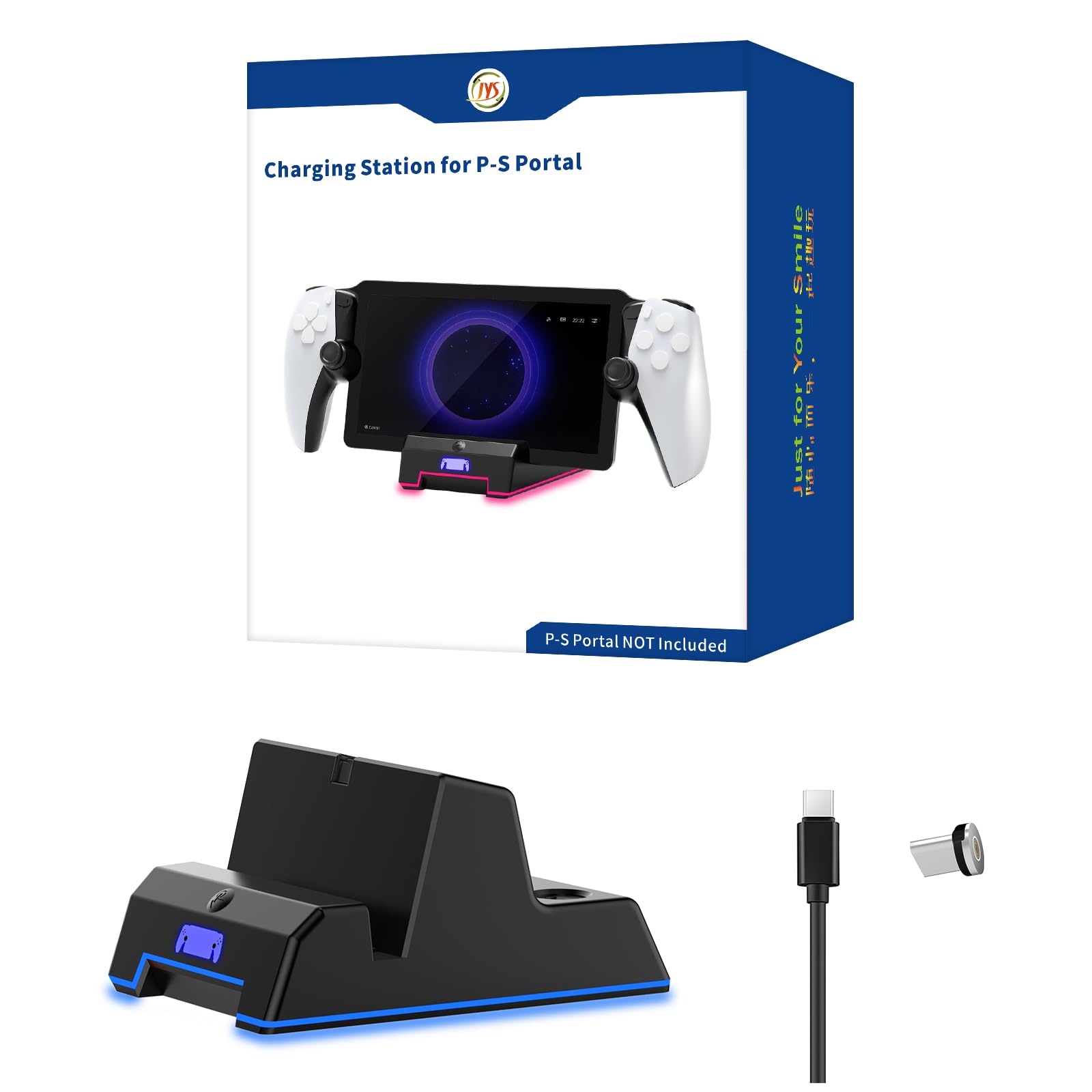 Magnetic Charging Dock for PS5 Portal Handheld with Ambient Light - Playstation 5 Accessories | Portable Charging Station for Gaming at Home or Travel