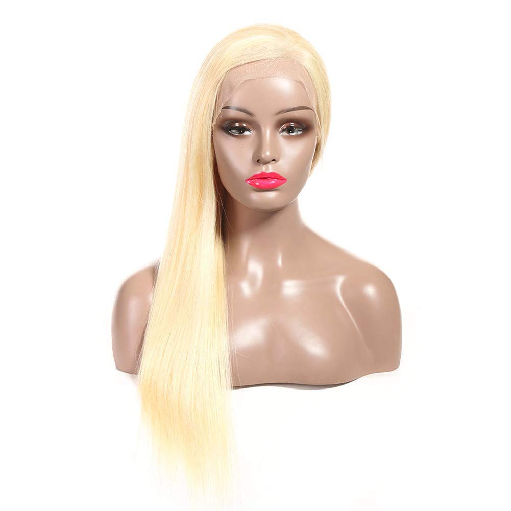13x4 Lace Front Wigs with Bleached Knots - 180% Density Brazilian Virgin Human Hair - Silk Straight Glueless Lace Wig with Baby Hair & Pre-Plucked Hairline #613 Blonde (18 Inches) - Perfect for Daily Wear, Parties, Cosplay & Special Occasions