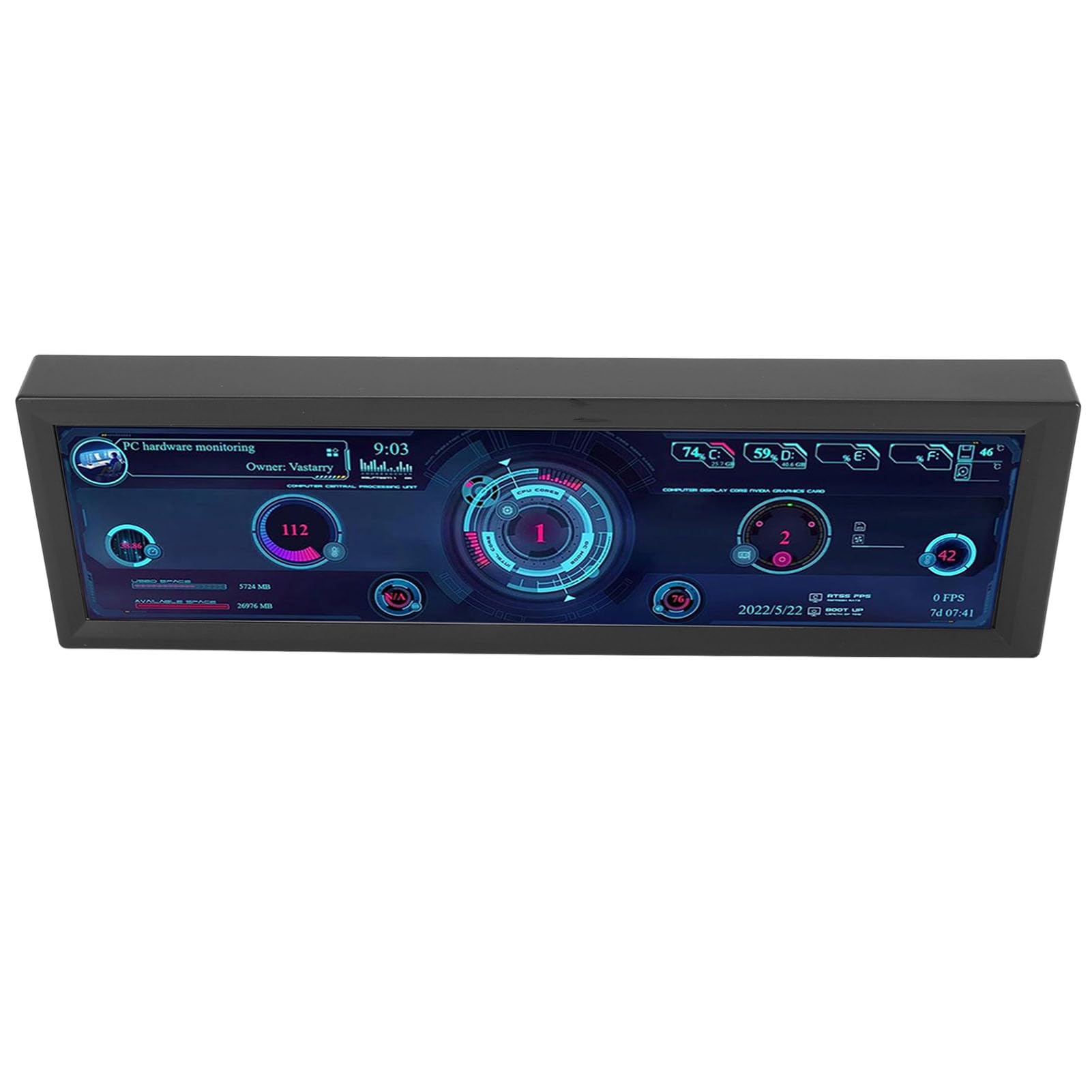 8.8 Inch PC Temperature Monitor - HD IPS 1920x480 LCD Screen for CPU/GPU Data Display - Secondary Computer Monitor (Black) - Perfect for Gaming Rigs, Workstations & PC Builds
