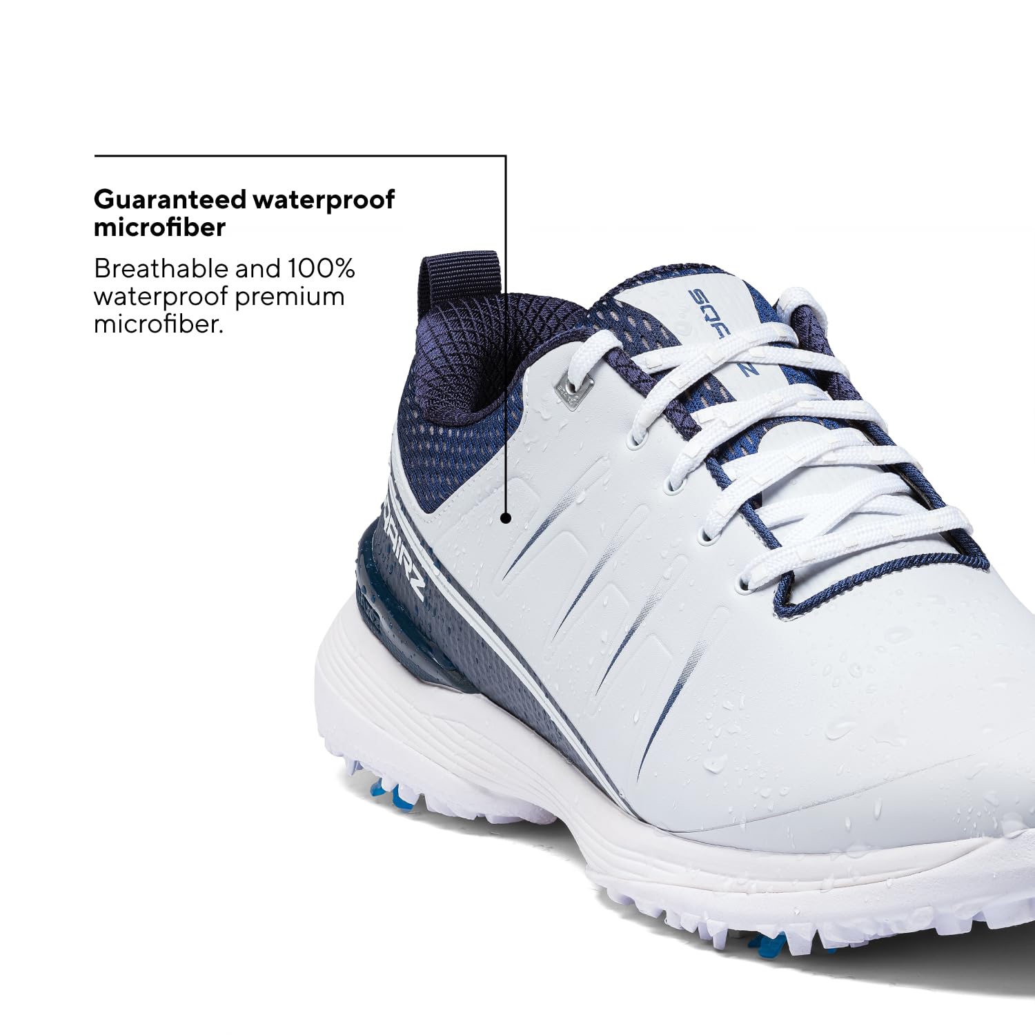 SQAIRZ Speed2 Men's Golf Shoes - Waterproof Spiked Athletic Golf Footwear for Balance & Performance with Replaceable Spikes | Perfect for Golf Course Play & Training Sessions