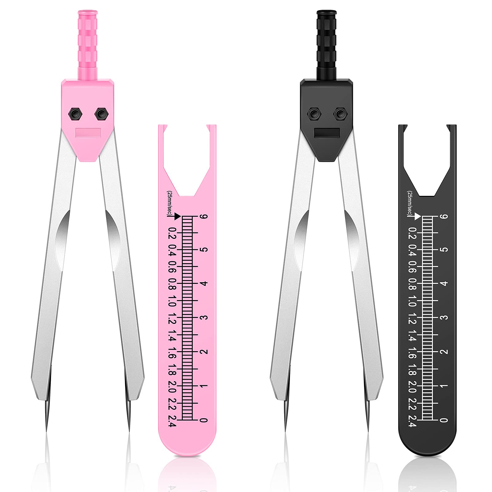 EKG Caliper ECG Calipers - Precision Measuring Tool with Ruler for Electrocardiogram Drafting & Nursing (2-Piece Set, Pink & Black) - Ideal for Medical Students, Nurses & Healthcare Professionals