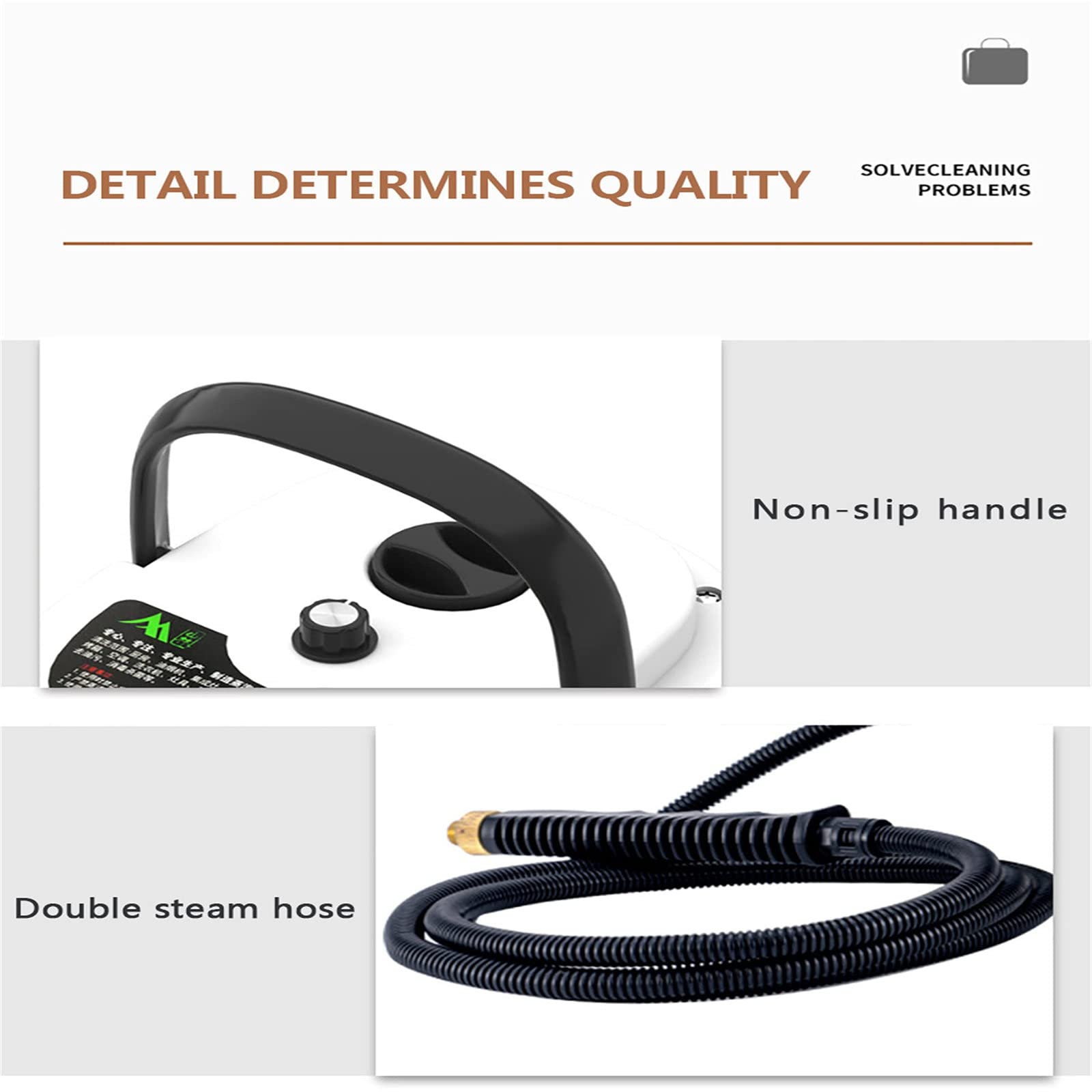 2500W High-Power Handheld Steam Cleaner with 1000mL Tank - Portable Steam Cleaning Machine for Kitchen, Bathroom, Car Seat & Home Deep Cleaning - White (Ideal for Removing Grease, Stains & Bacteria)