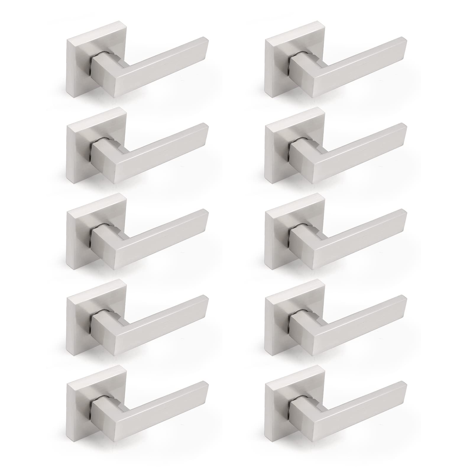 Gobrico 10 Pack One-Sided Dummy Door Knobs - Satin Nickel Finish - Fits Left & Right Handed Doors - Ideal for Closets, Pantries & Interior Doors