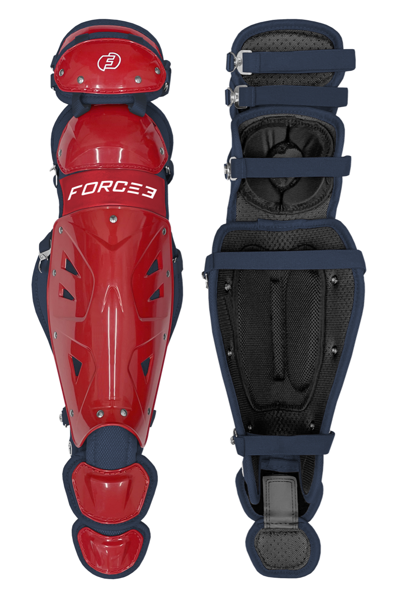 FORCE3 Defender Two-Tone Catcher Leg Guards - Baseball & Softball Protective Gear for Youth & Adults - Perfect for Games, Training & Practice
