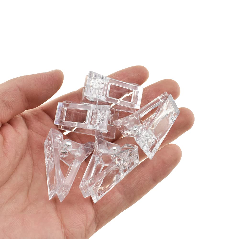 HAHIYO 10Pcs Clear Plastic Nail Tips - Quick Building Poly Gel Nail Forms with UV LED Builder Clamp for Nail Extensions | Perfect for DIY Nail Art, Manicure, Salon & Home Use