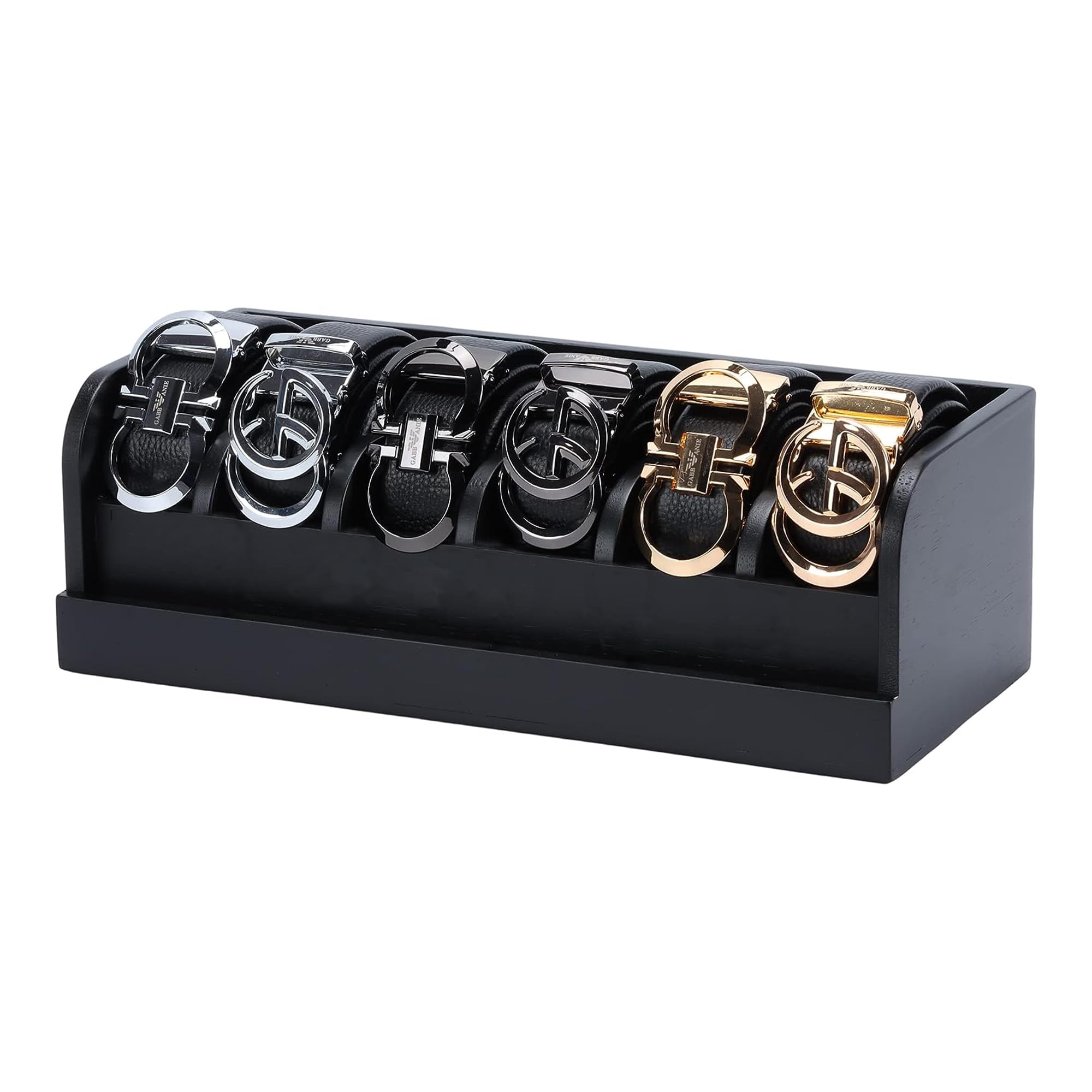 MinBoo 6-Slot Bamboo Belt Organizer - Premium Belt Storage Rack for Closet & Drawer - Men's & Women's Belt Display Case - Perfect for Home Closet Organization & Travel Packing