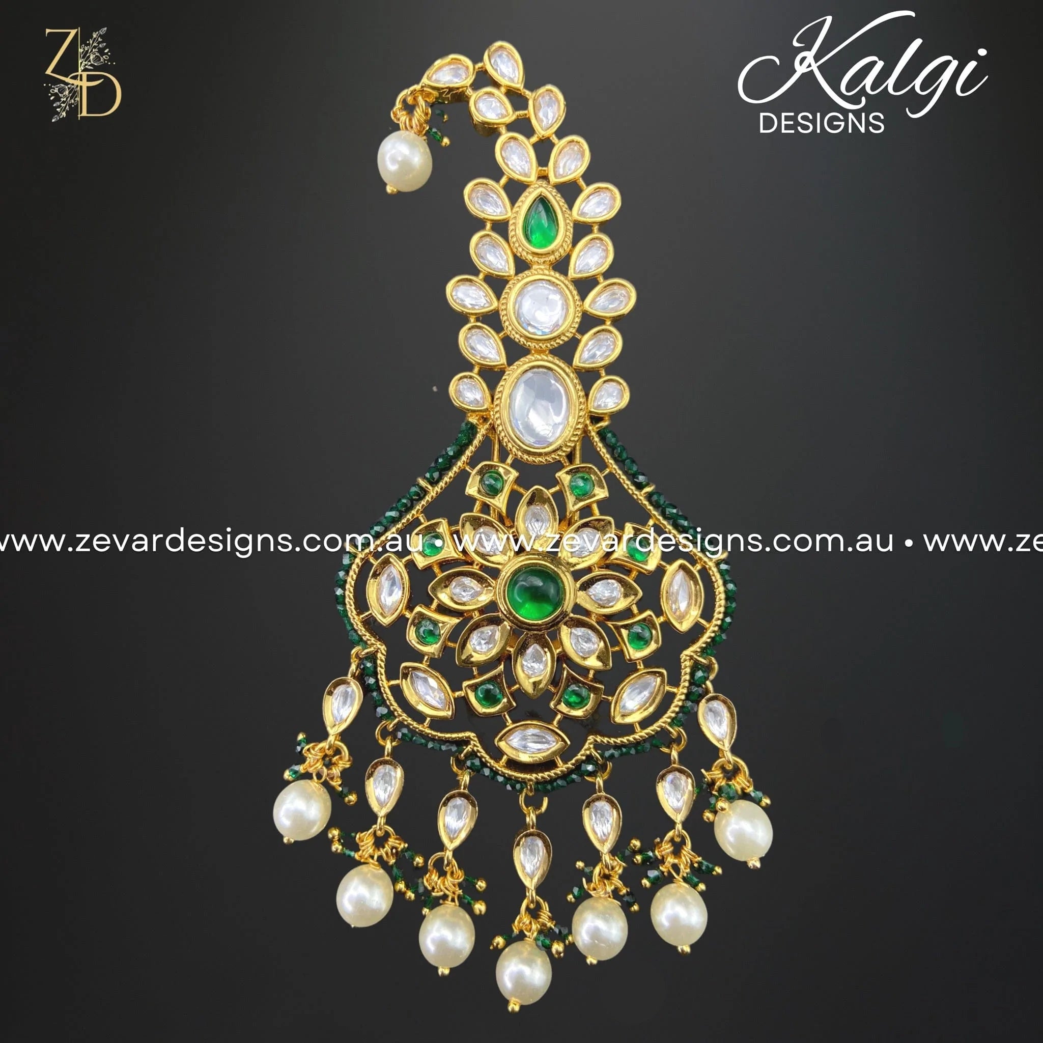 Exquisite Kundan Kalgi Green Hair Accessory | Traditional Indian Bridal Jewelry for Weddings & Festivals | Perfect for Mehndi, Sangeet & Special Occasions