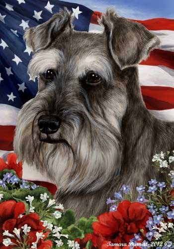 28 x 40 Inch Grey Schnauzer Dog Breed Patriotic House Flag - Perfect for Front Porch, Yard Decor & Seasonal Outdoor Display