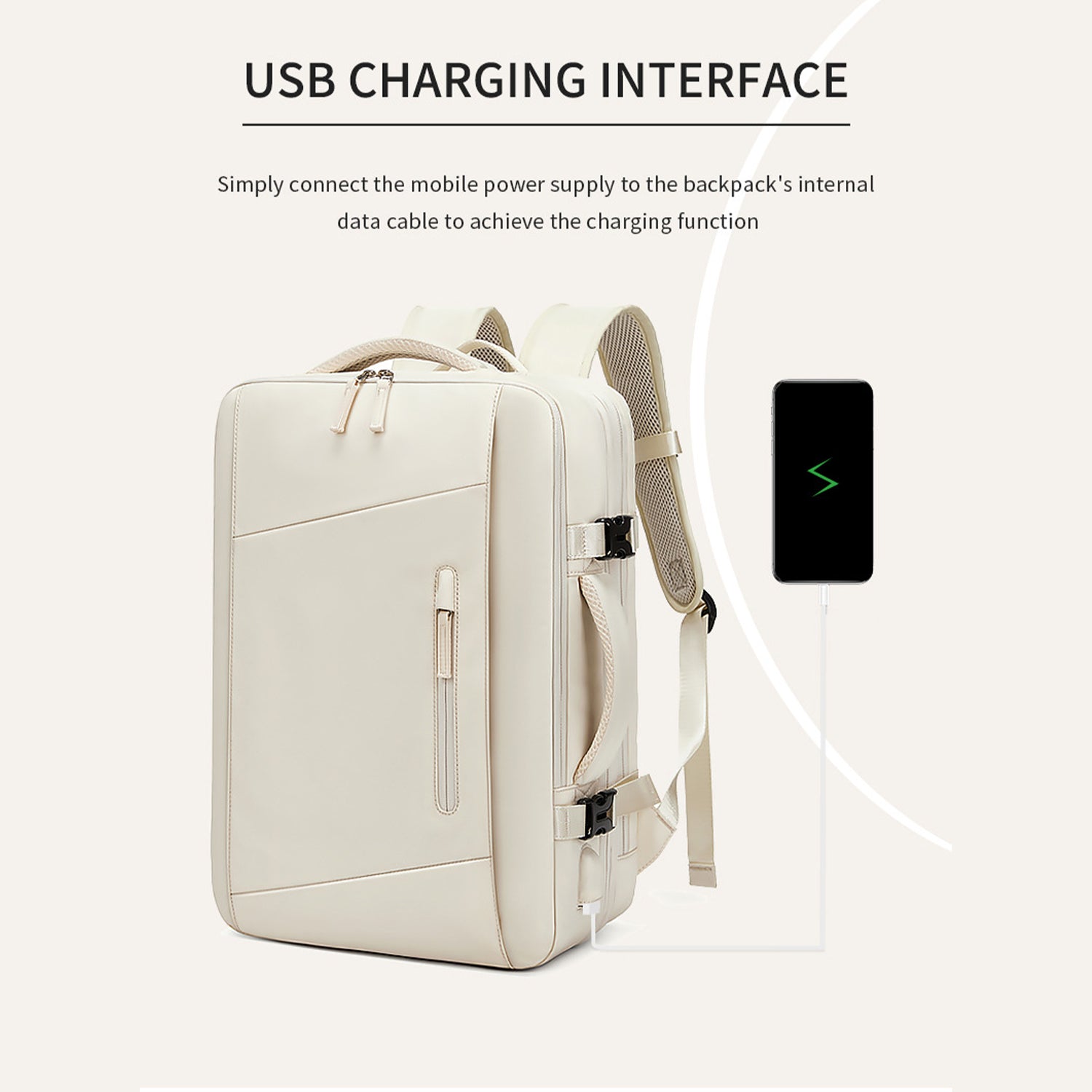 VBP100 - Large Travel Backpack with USB Charging Port, Waterproof Expandable Carry On Backpack for Weeklong Trips - Perfect for Business Travel, Hiking & Airplane Carry On Luggage