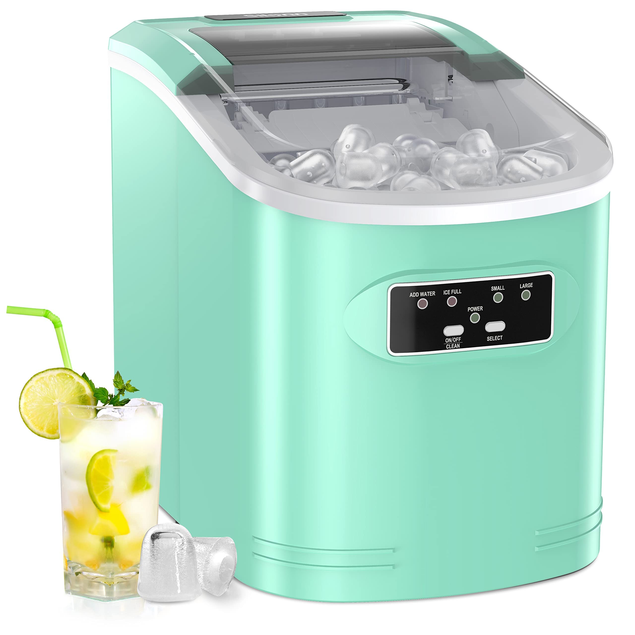 Silonn Countertop Ice Maker Machine - 26 lbs Daily, 9 Cubes in 6 Mins, Self-Cleaning & Portable with Ice Scoop & Basket - Perfect for Home, Office, RV, and Parties