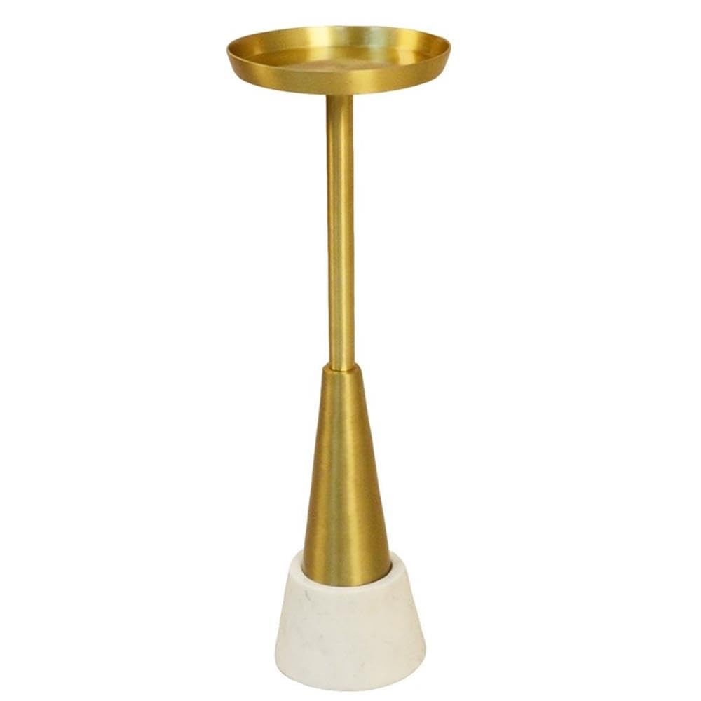 Gold Barclay Marble and Metal Small Drink Table - Elegant Side Table for Living Room, Bedroom, or Patio Decor