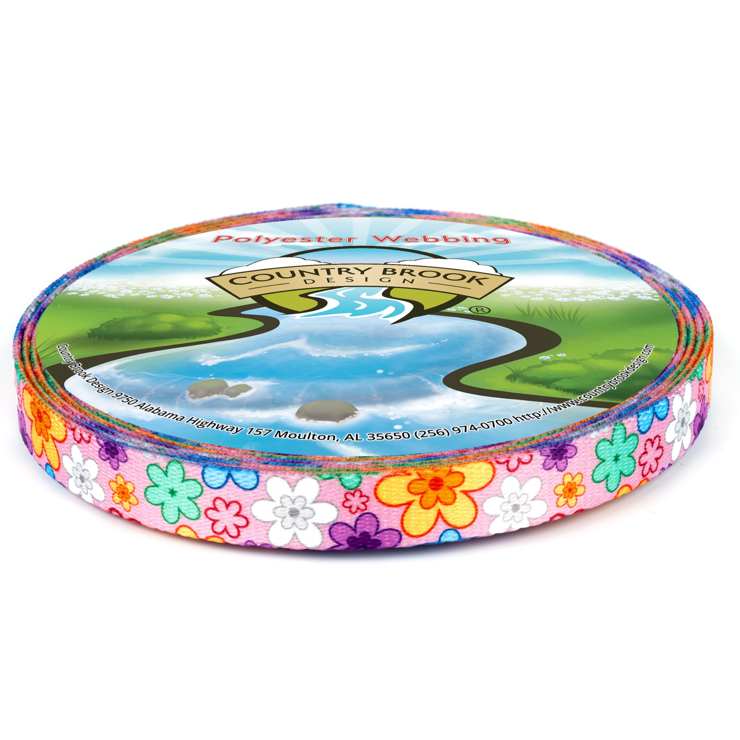 Country Brook Design - May Flowers Polyester Webbing for DIY Crafts, Sewing Projects & Home Decor | Durable Decorative Straps for Handbags, Belts & Accessories