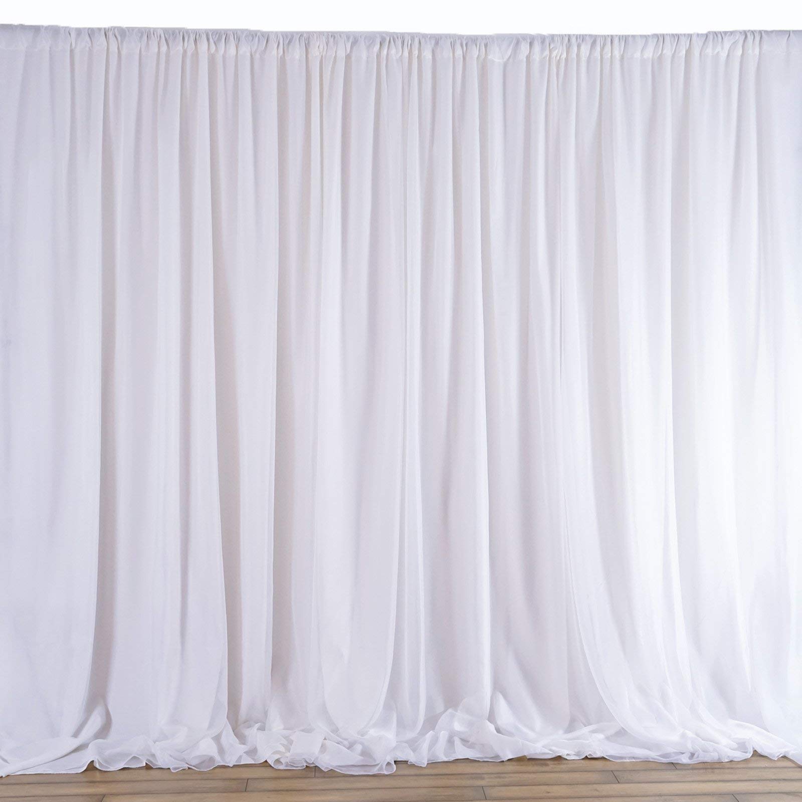 20 ft x 10 ft White Chiffon Fabric Backdrop Drapes Curtain for Wedding Decorations, Photo Booth, Reception & Photography - Elegant Party Supplies for Bridal Showers, Baby Showers & Special Events