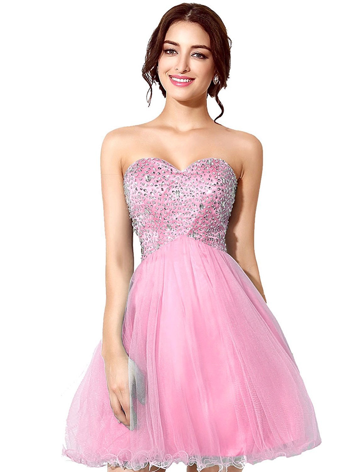 Sarahbridal Women's Sparkly Sequin Tulle Short Homecoming Dress - Elegant Prom Gown SD034 for Party, Dance, Wedding Guest & Special Occasions