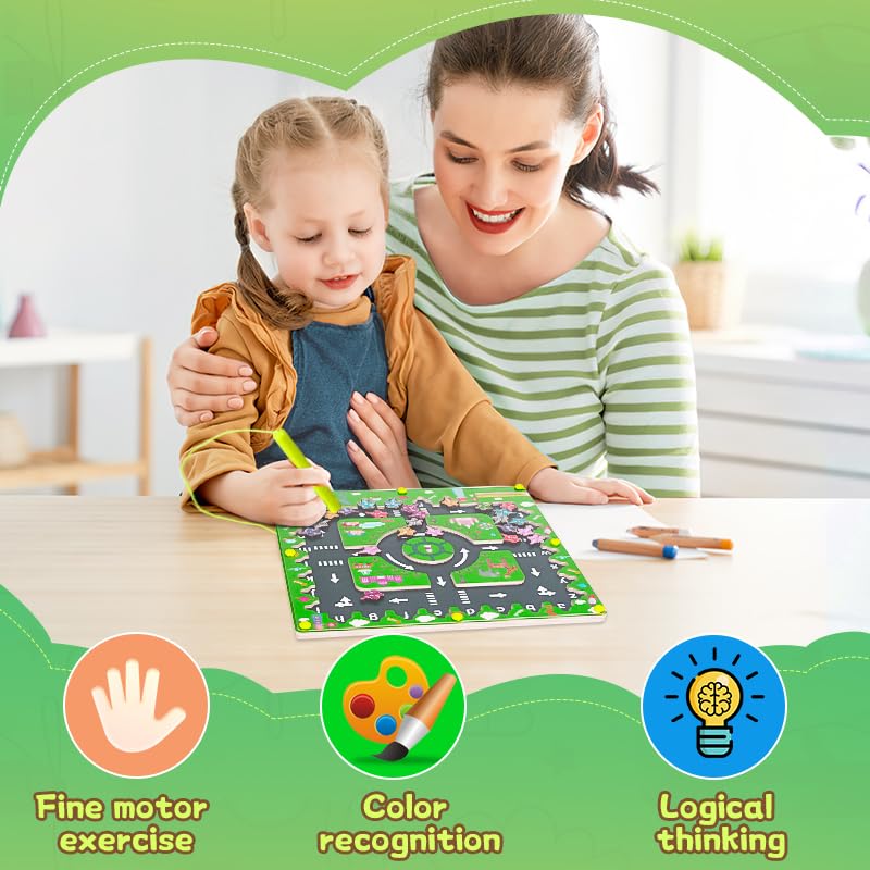 Montessori Alphabet Learning Toys for Toddlers, Wooden Sensory Maze Puzzle Board for Kids with Autism - Educational Activities & Gifts for 3 4 5 Year Old Boys Girls - Perfect for Preschool Learning & Special Needs Development
