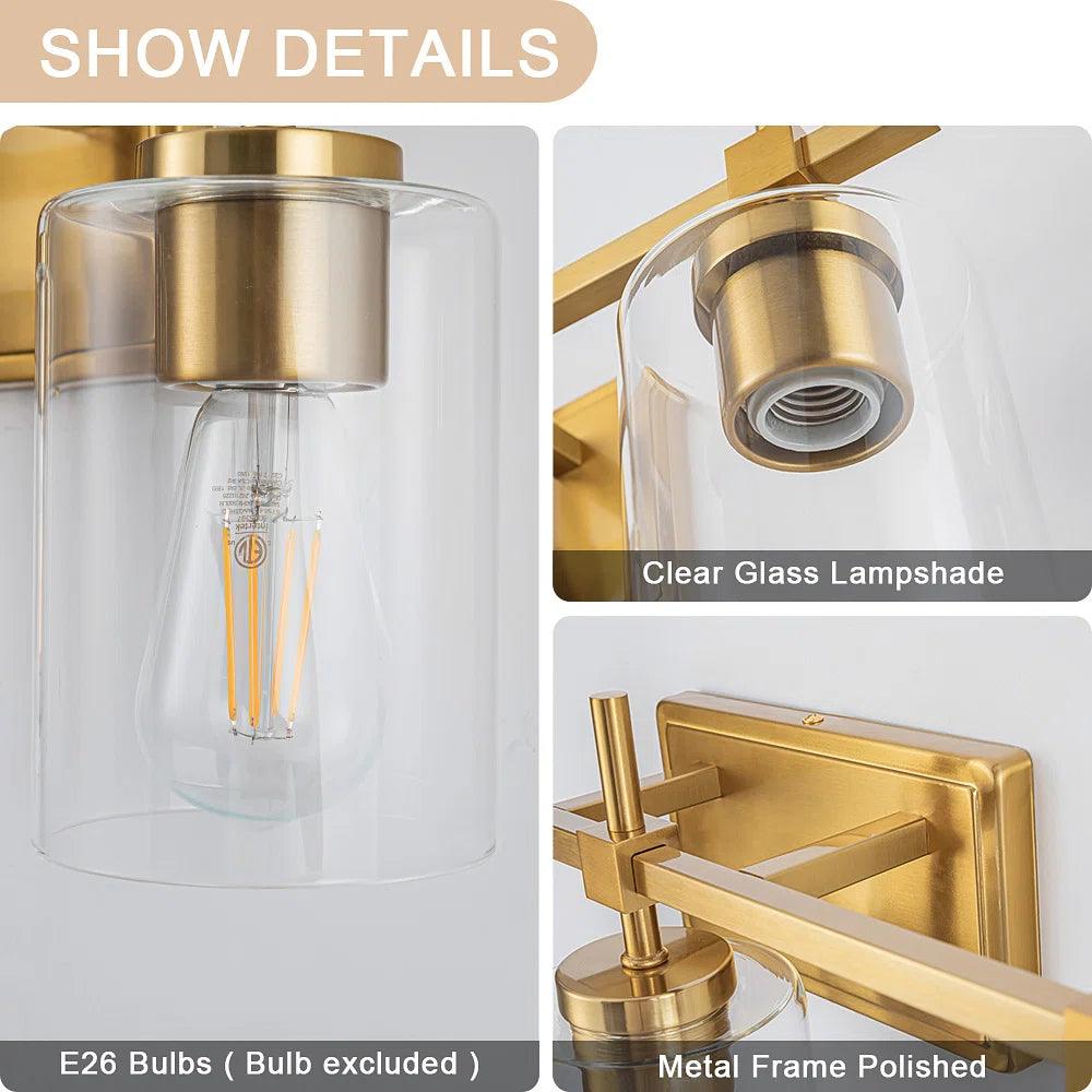 Jasper Black & Gold Clear Glass 4-Light Bathroom Vanity Light Fixture - Modern Elegant Lighting for Bathroom, Powder Room & Dressing Area